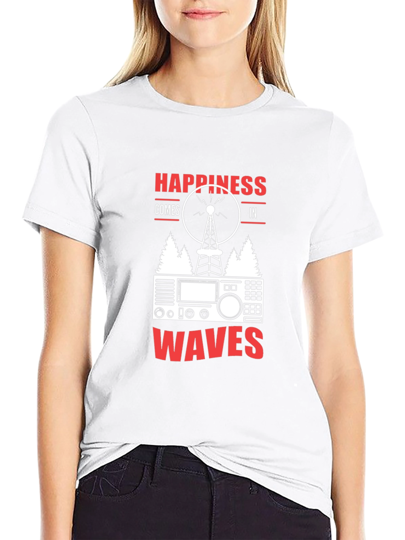Happiness Comes in Waves Ham Radio T-Shirt