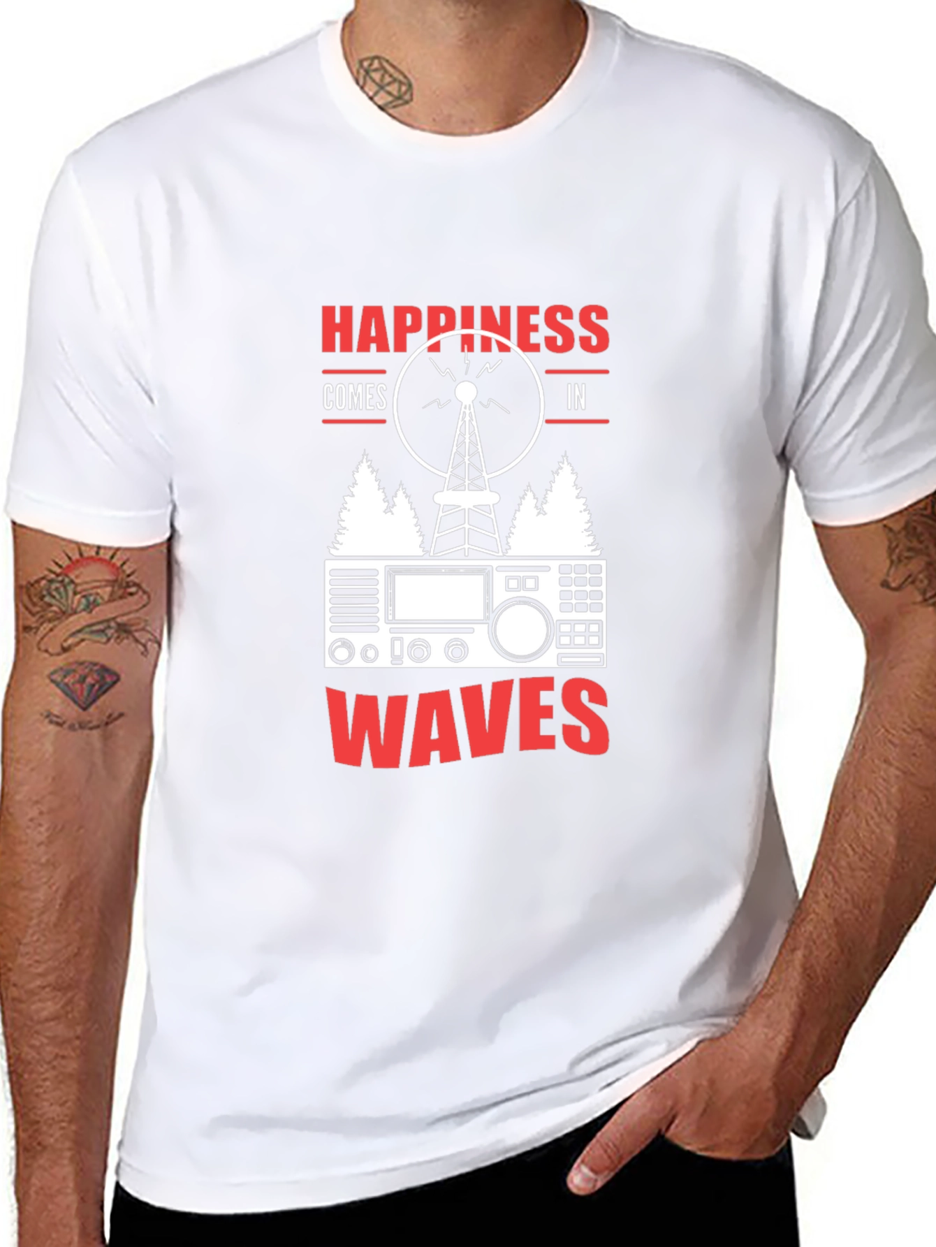 Happiness Comes in Waves Ham Radio T-Shirt