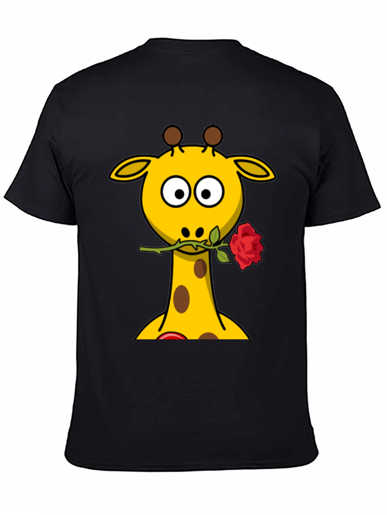 Giraffe Rose Graphic T-Shirt - Black