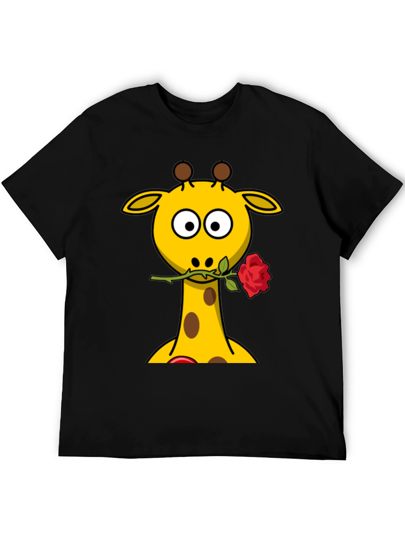 Giraffe Rose Graphic T-Shirt - Black