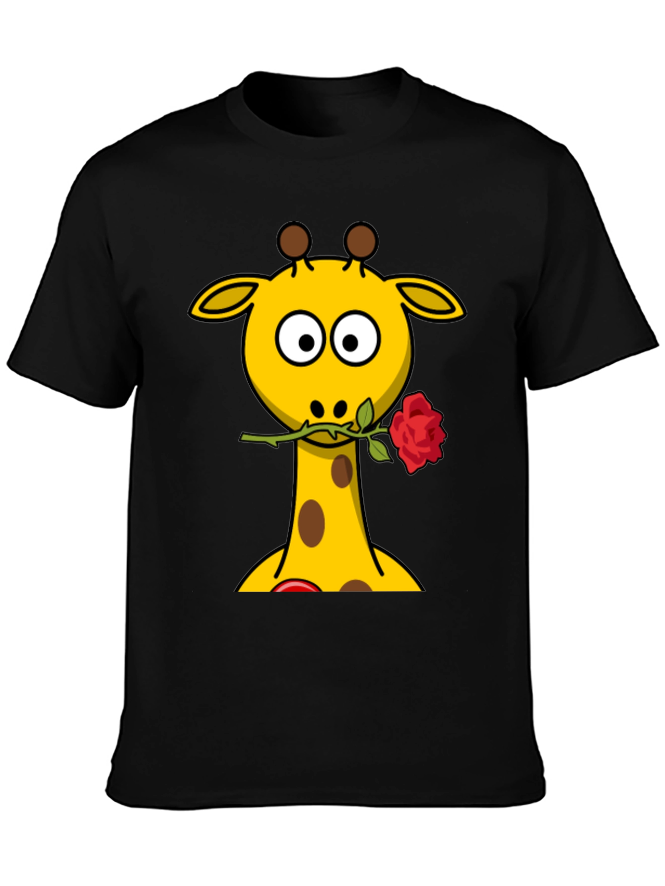 Giraffe Rose Graphic T-Shirt - Black