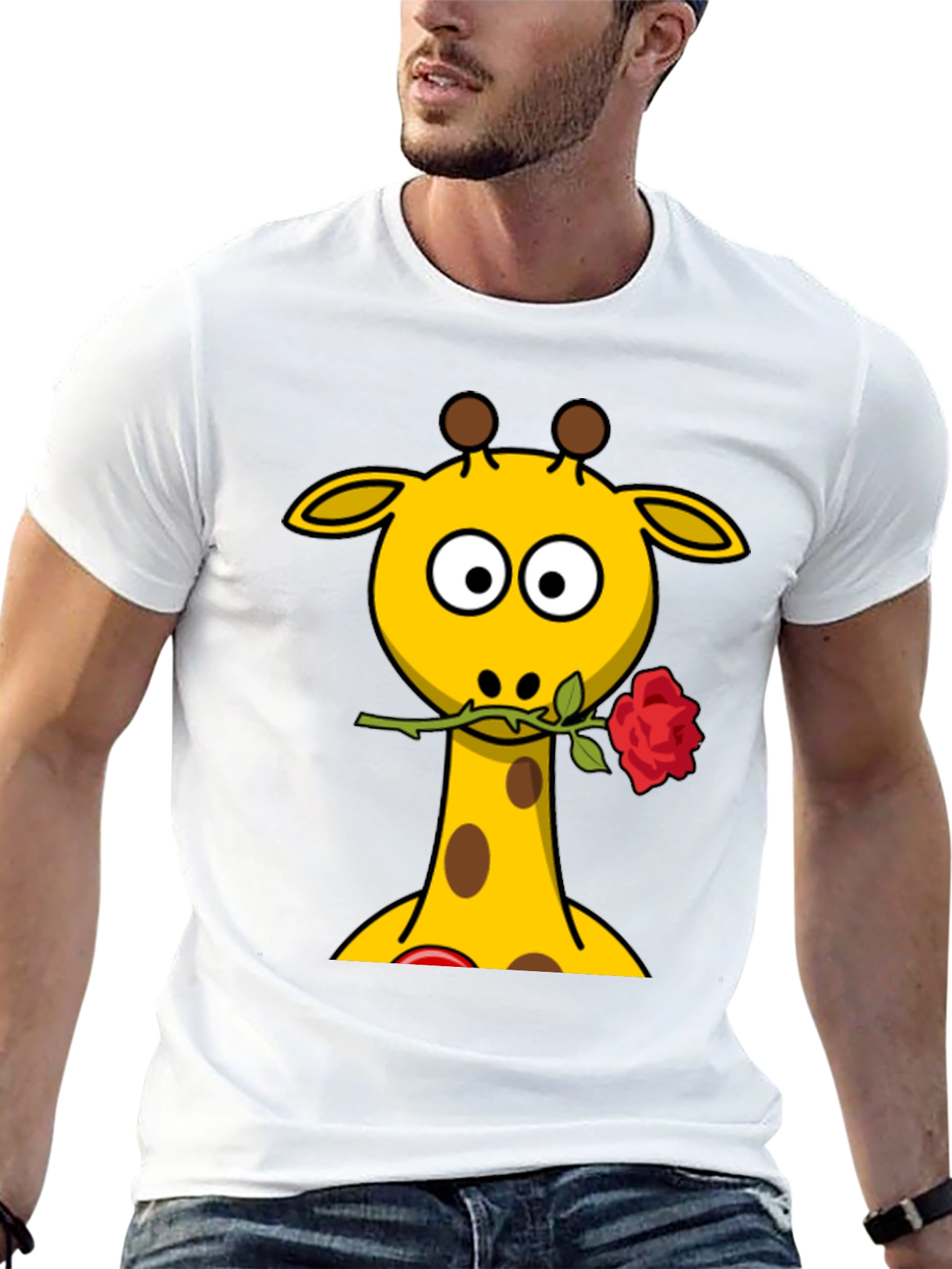 Giraffe Rose Graphic T-Shirt - Black