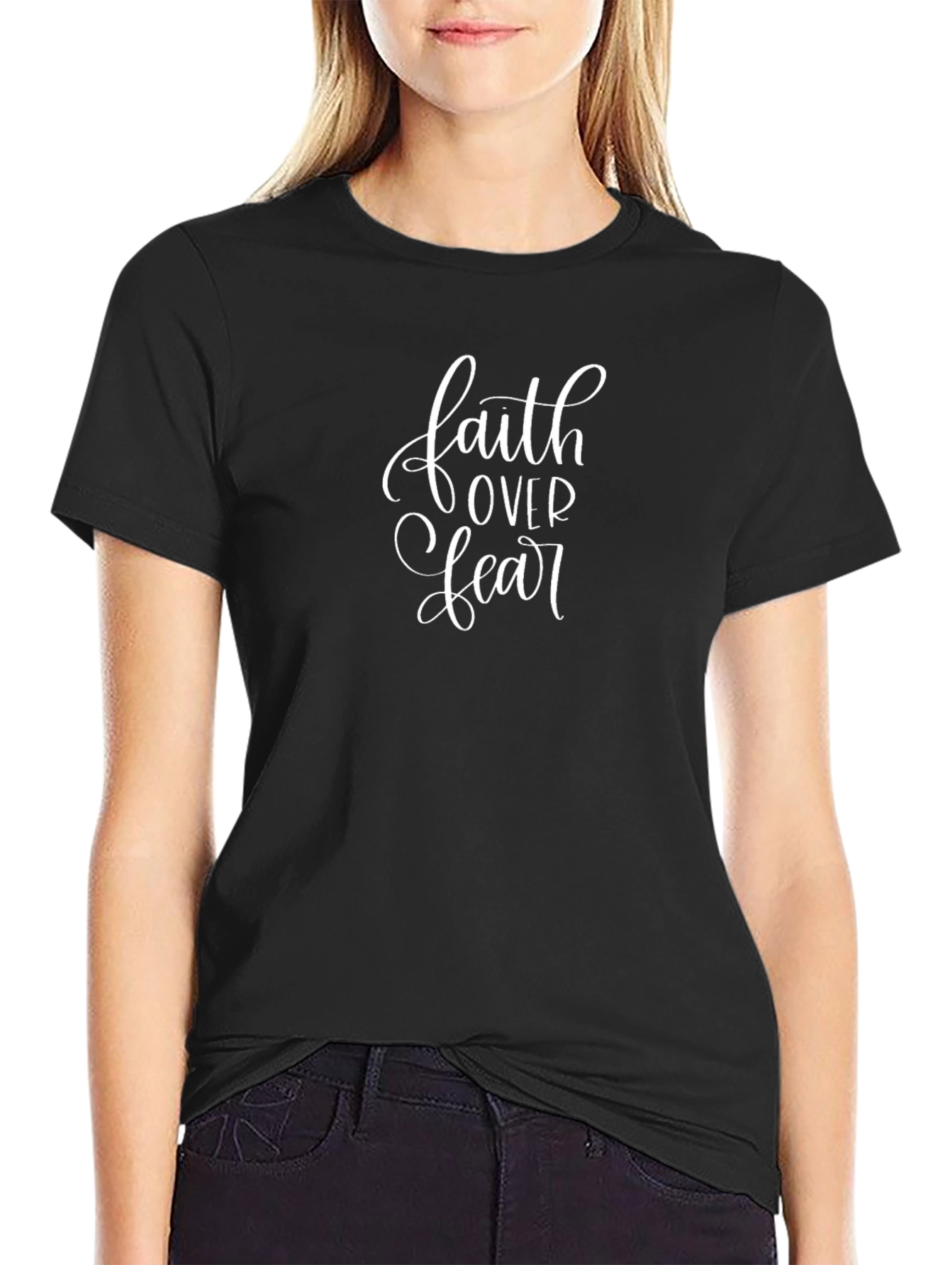 Faith Over Fear Graphic Tee - Black Cotton T-Shirt