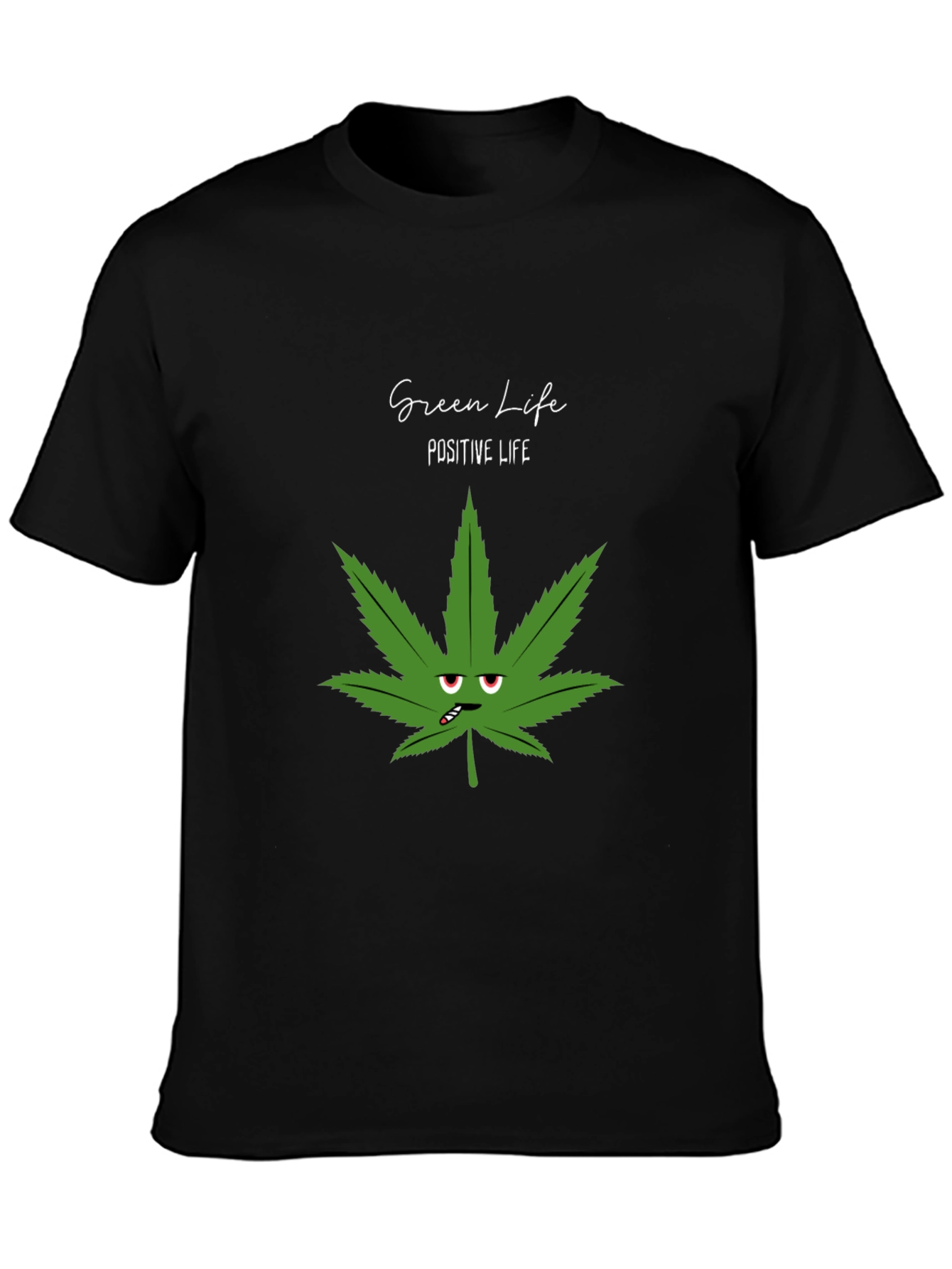 Green Life Positive Life Black Graphic Tee