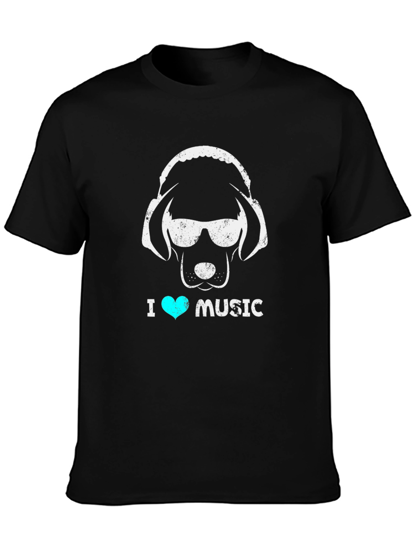 I Heart Music Dog Headphone T-Shirt
