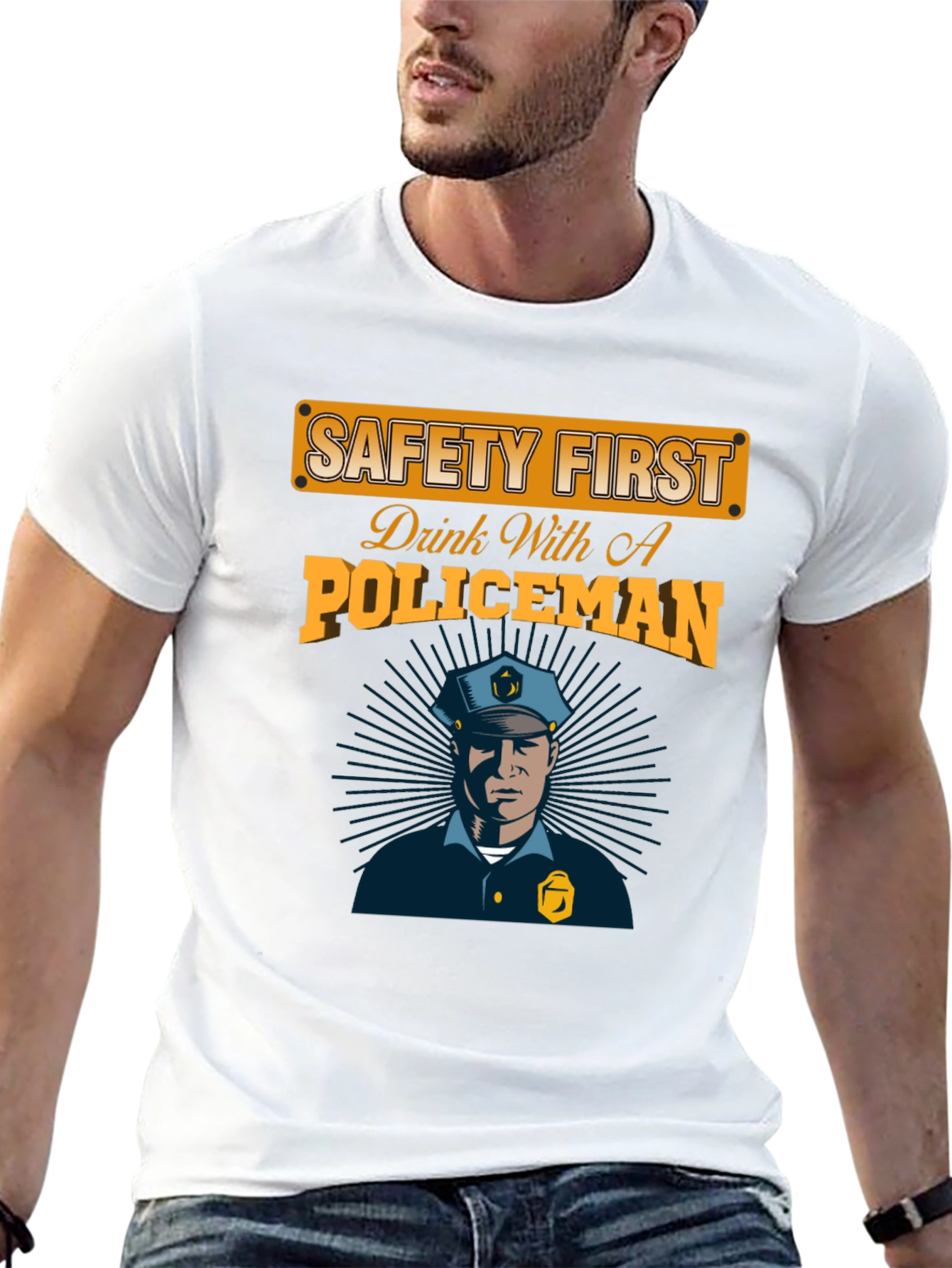 Safety First Drink With A Policeman Graphic Tee