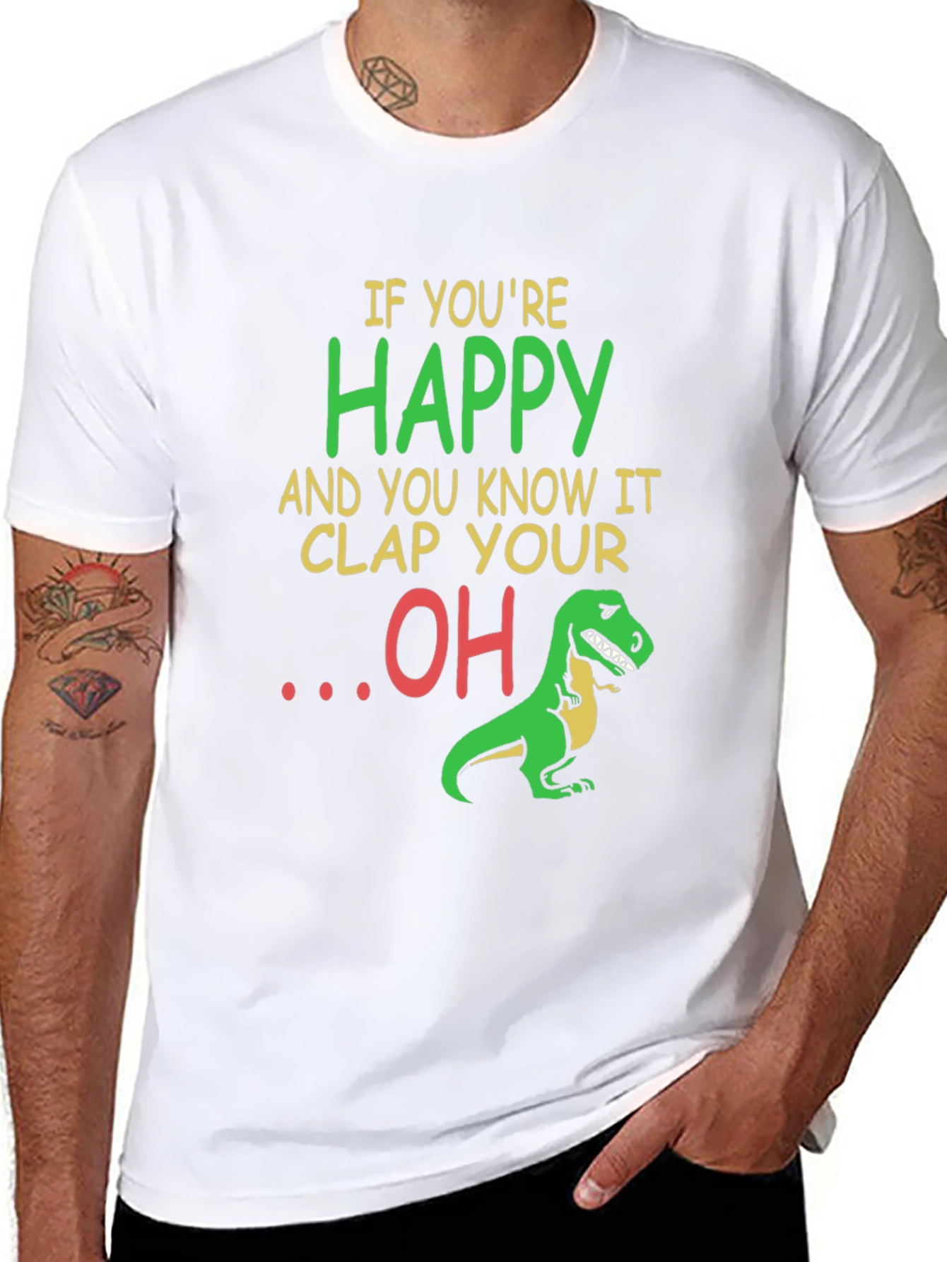 Funny Dinosaur T-Shirt: Clap Your OH