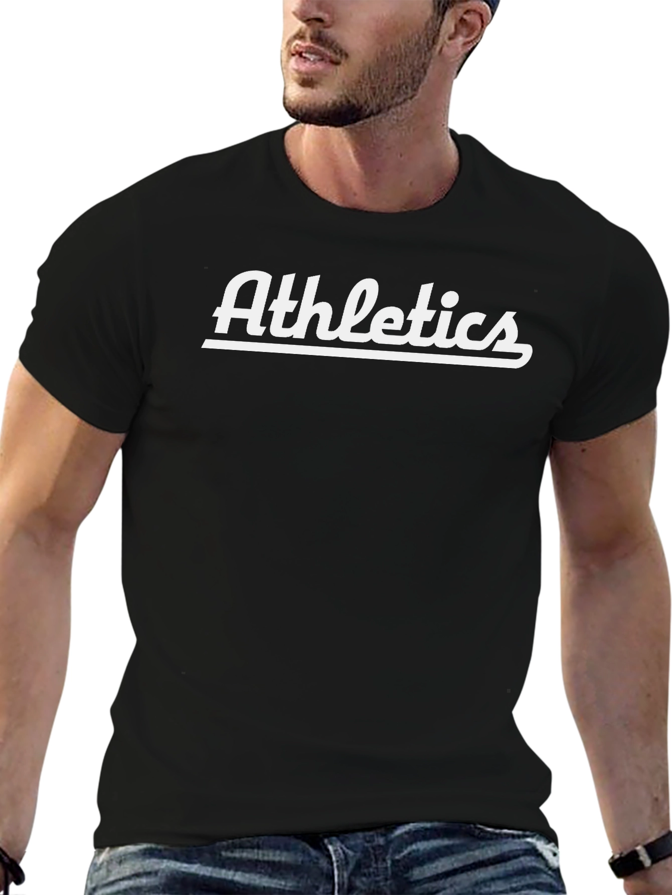 Mens Black Athletics Graphic T-Shirt