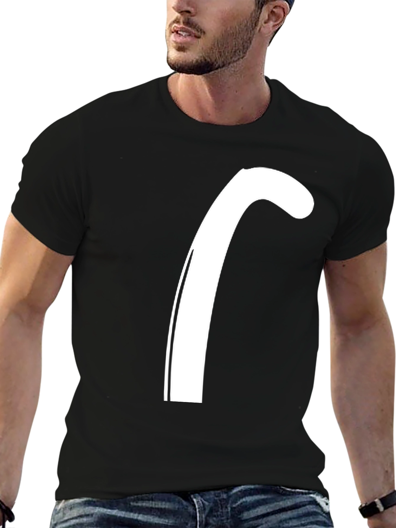 Modern Black Tee with White J Graphic