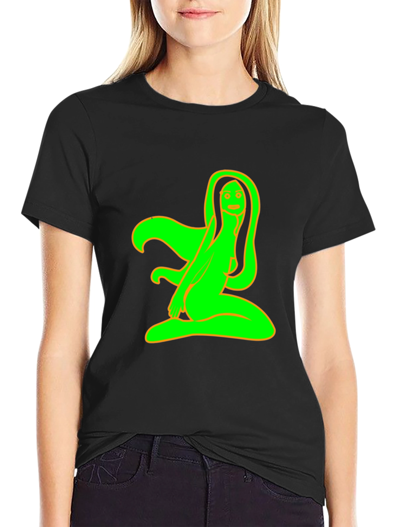 Black T-Shirt with Neon Green Graphic