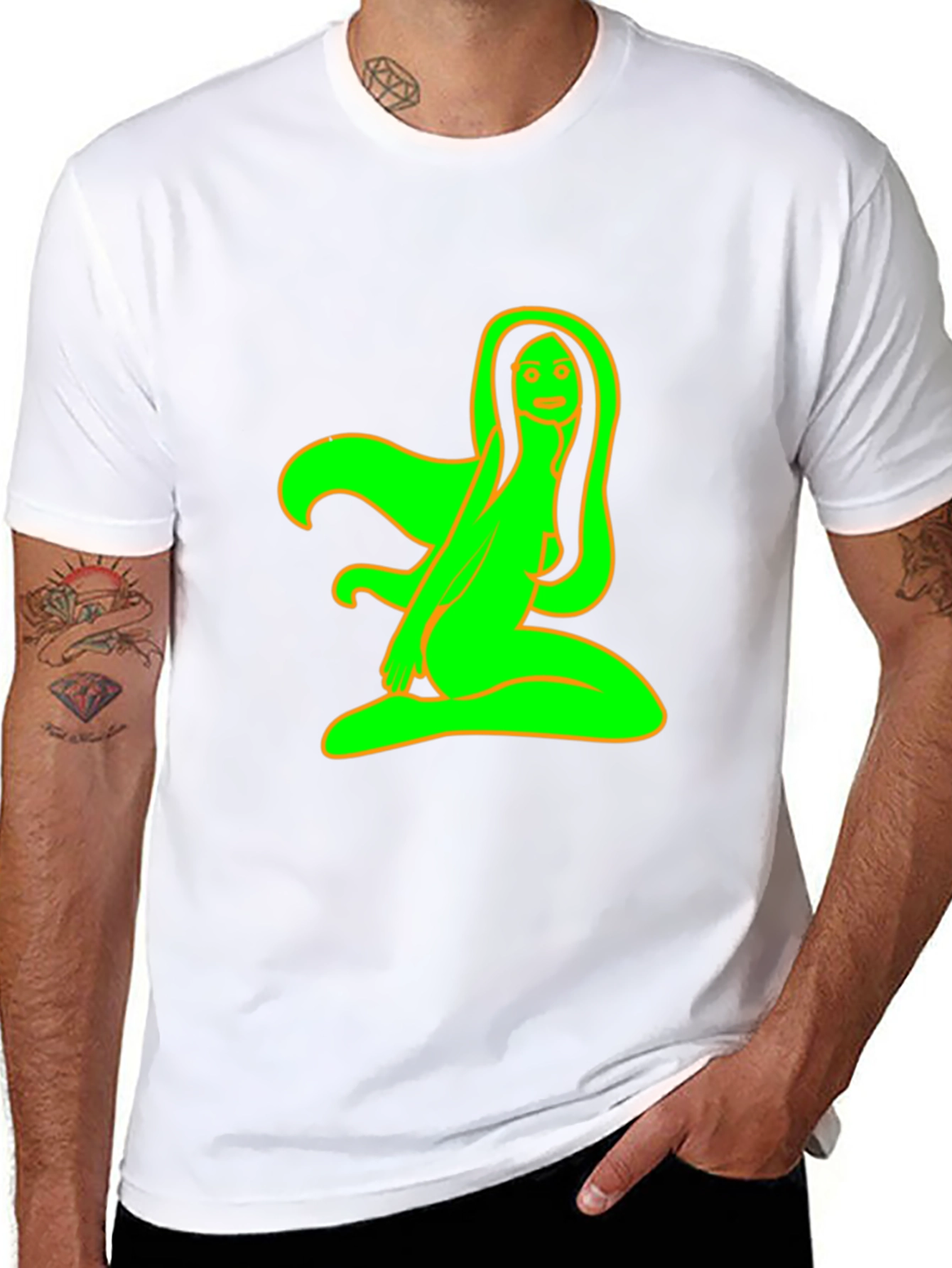 Black T-Shirt with Neon Green Graphic