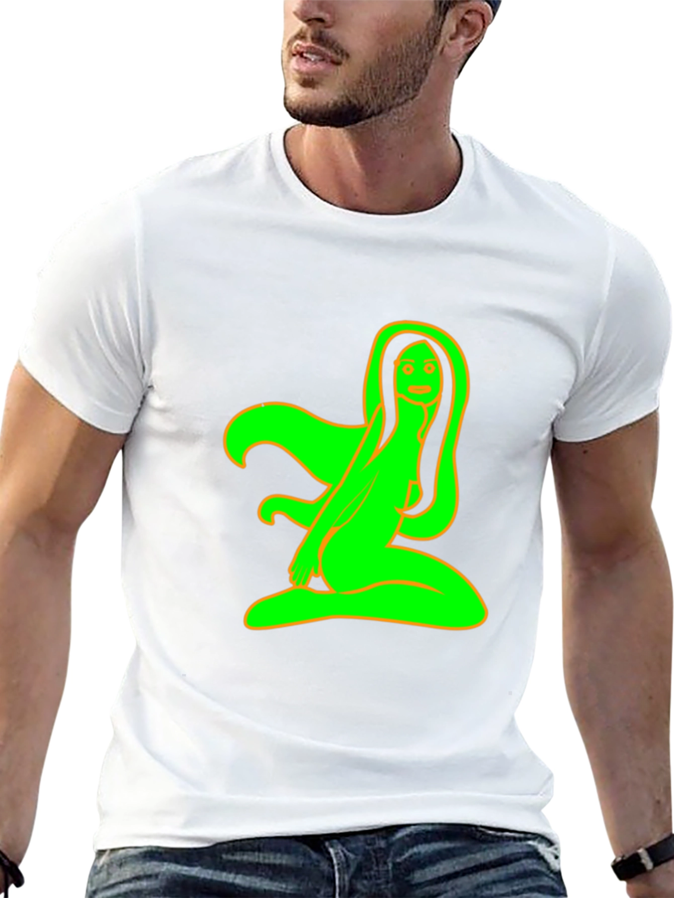 Black T-Shirt with Neon Green Graphic