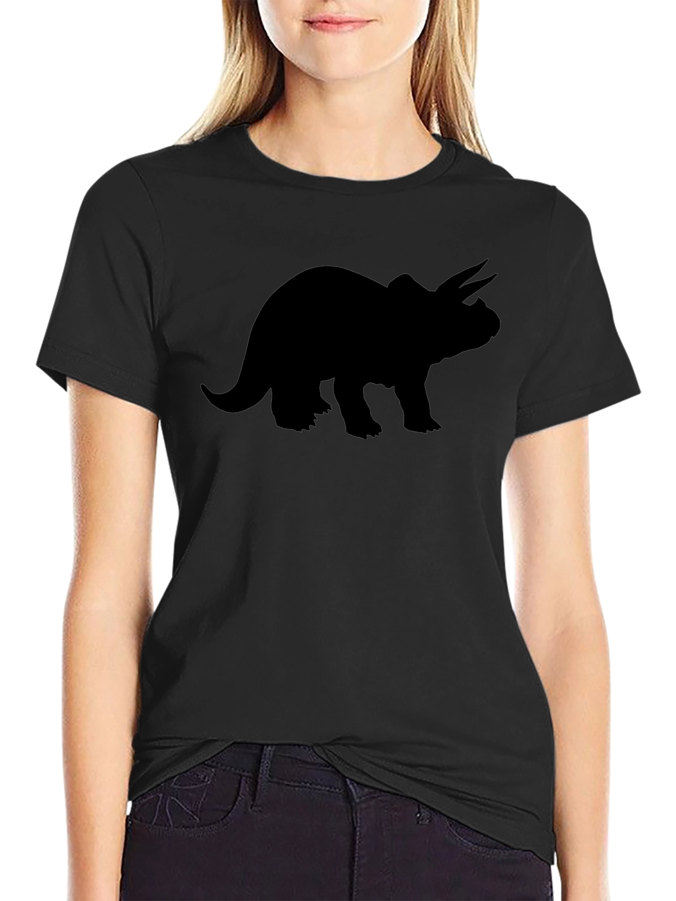 Triceratops Silhouette Black T-Shirt