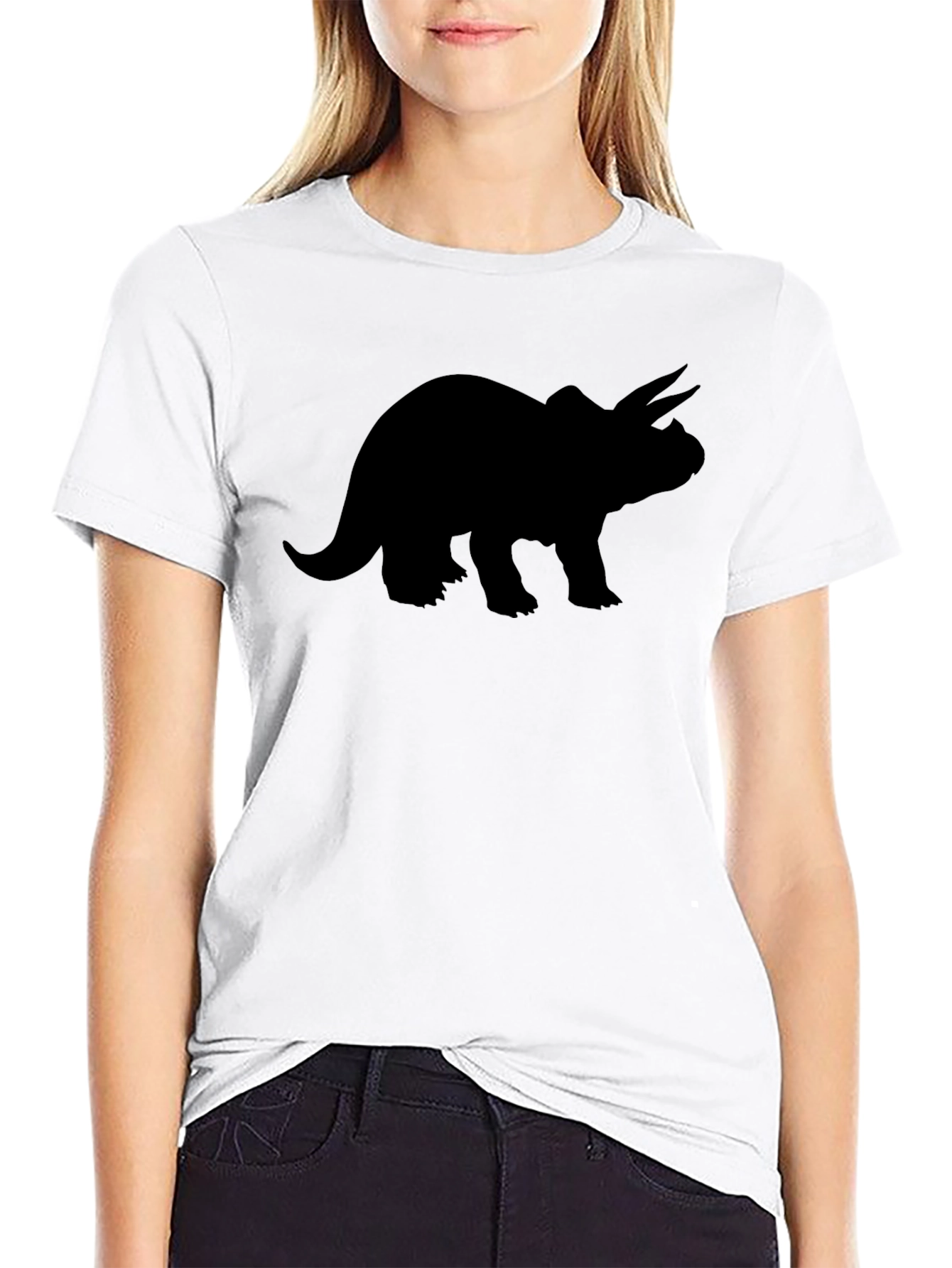 Triceratops Silhouette Black T-Shirt