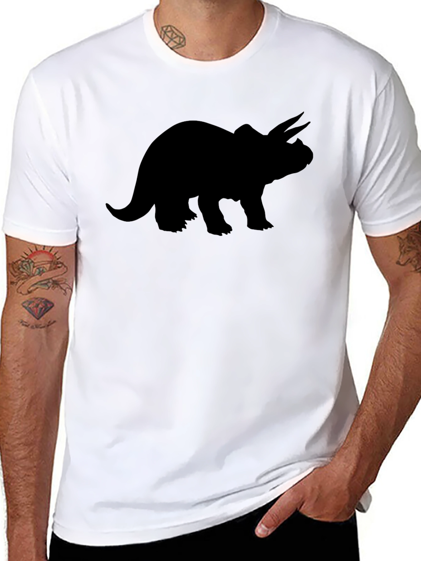 Triceratops Silhouette Black T-Shirt