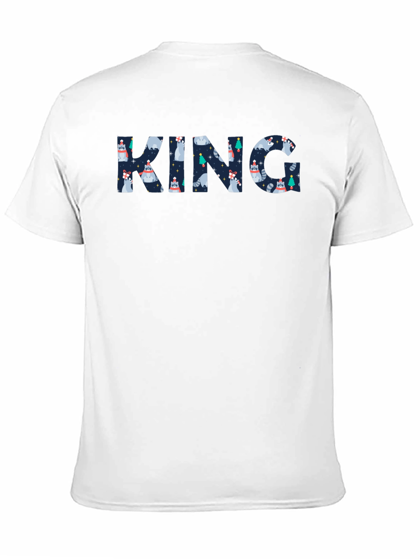 King Raccoon Patterned Black T-Shirt