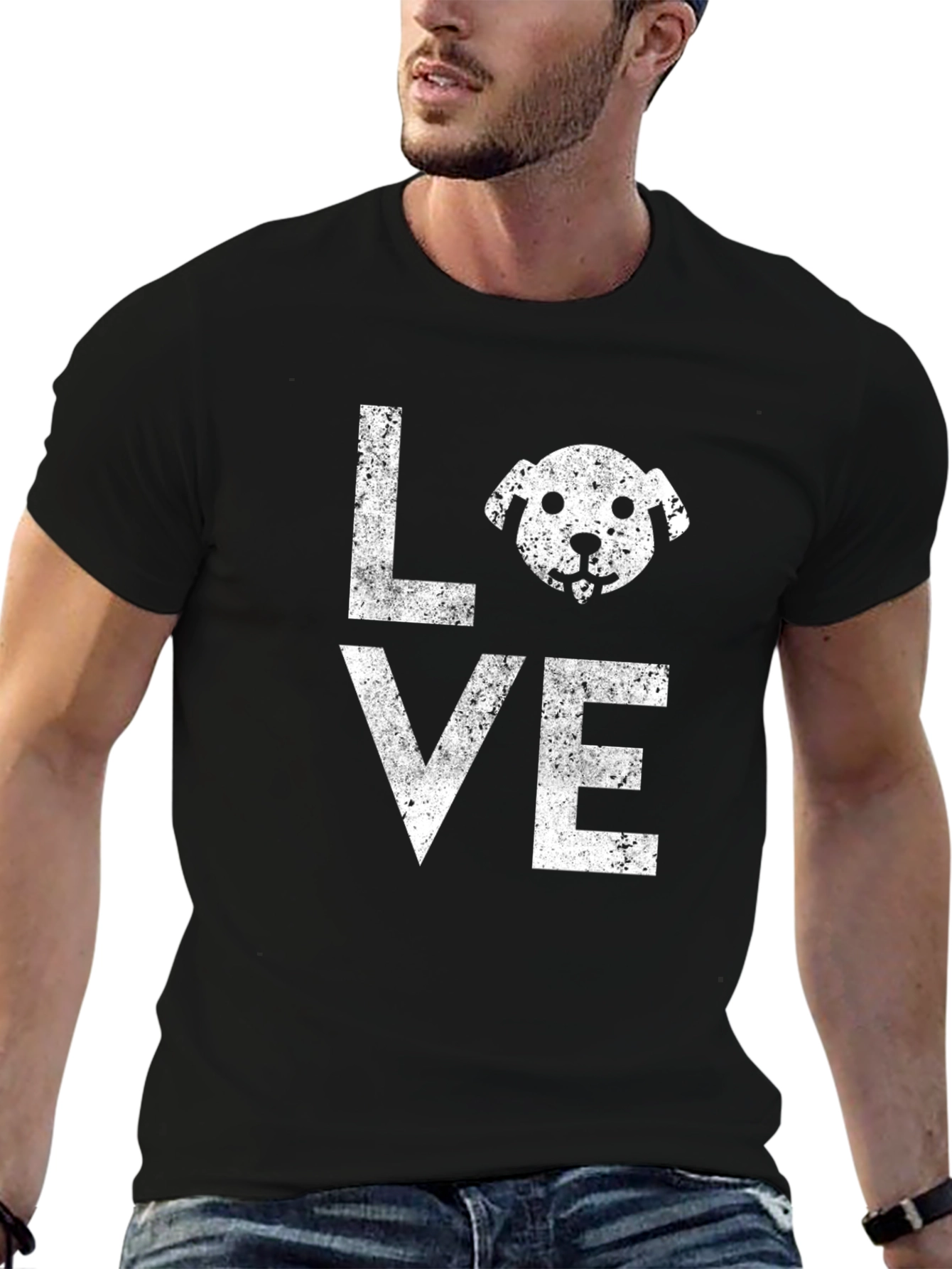 Dog Love Graphic Tee - Distressed Print