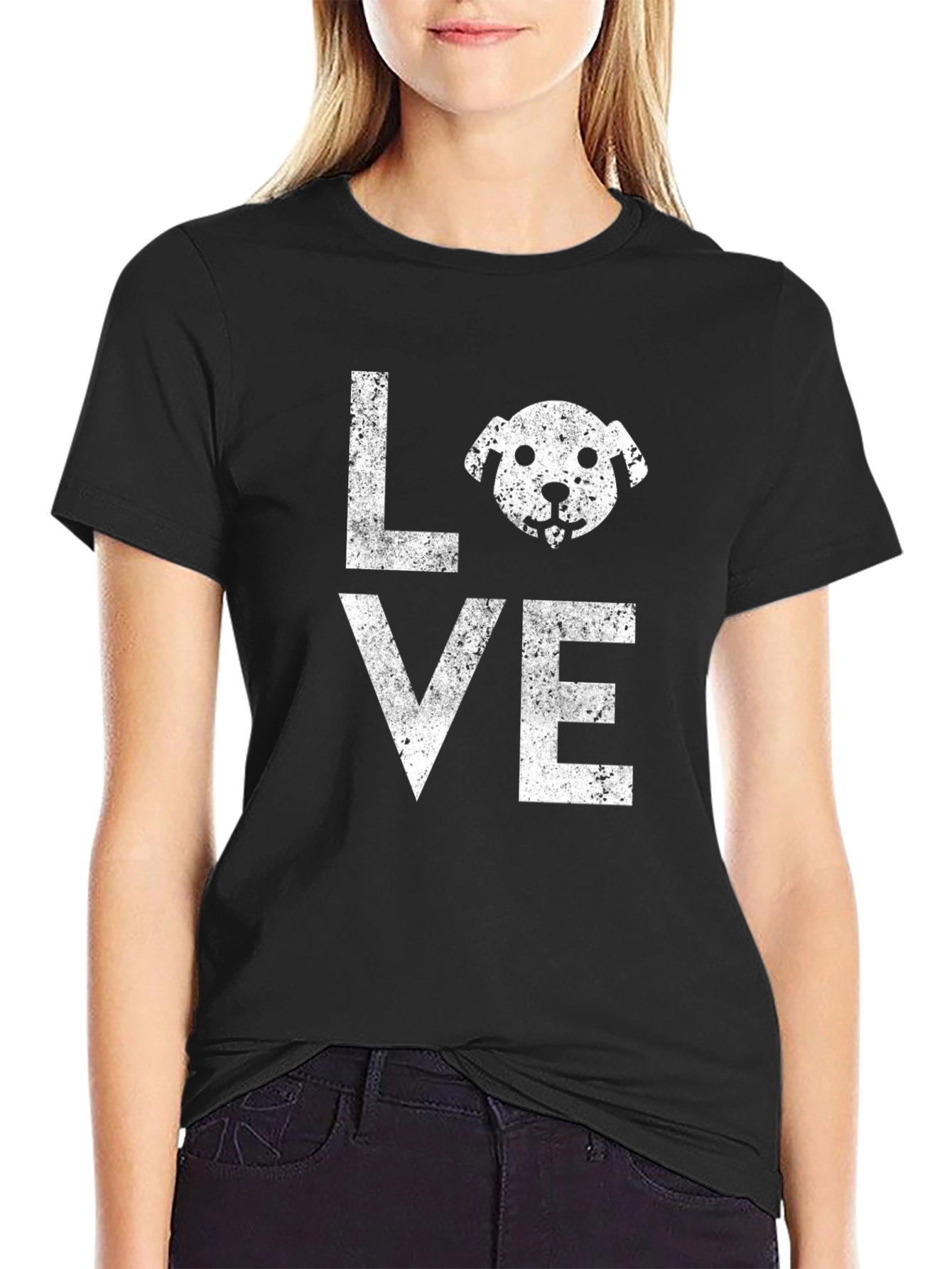 Dog Love Graphic Tee - Distressed Print