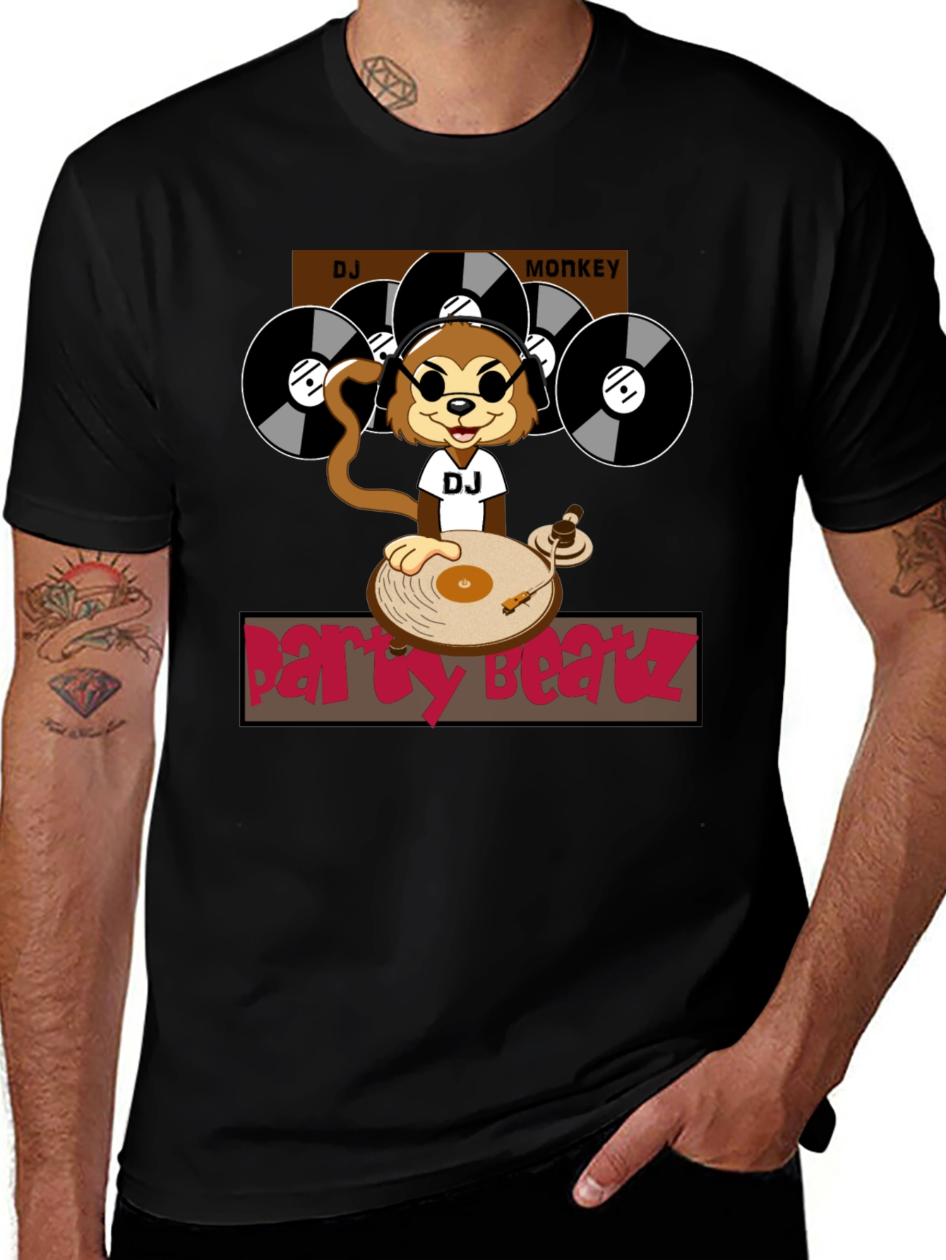 DJ Monkey Party Beatz Graphic T-Shirt