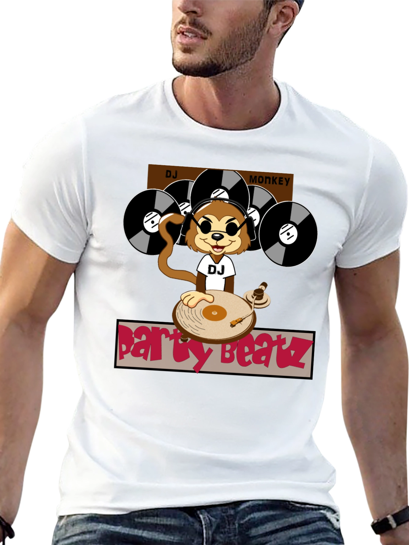 DJ Monkey Party Beatz Graphic T-Shirt