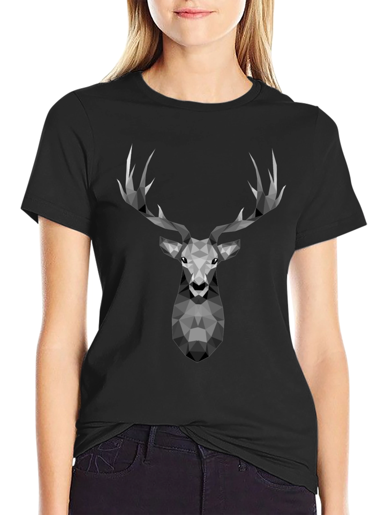 Geometric Deer Graphic Tee - Modern Style