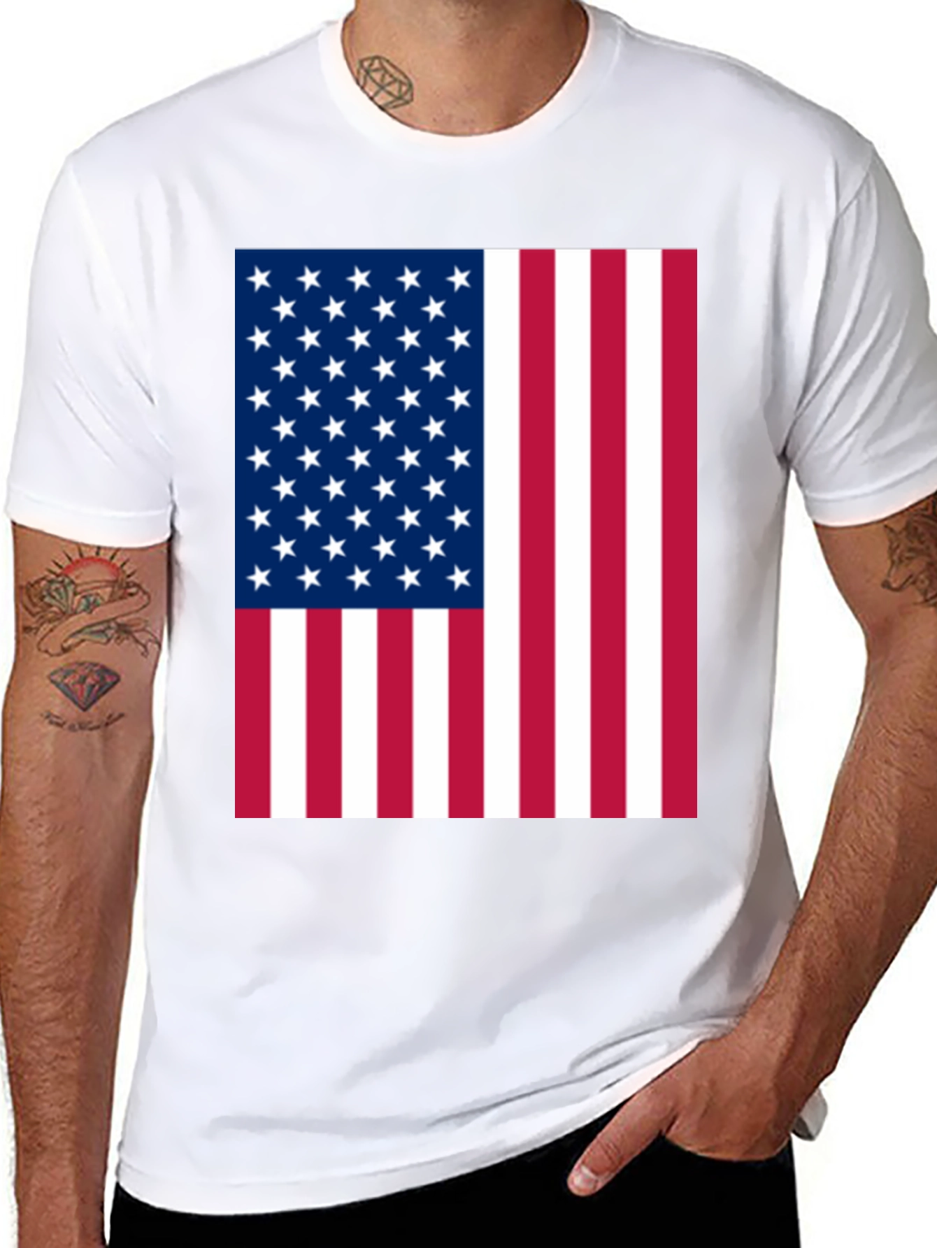 American Flag Graphic Tee - Black Cotton T-Shirt