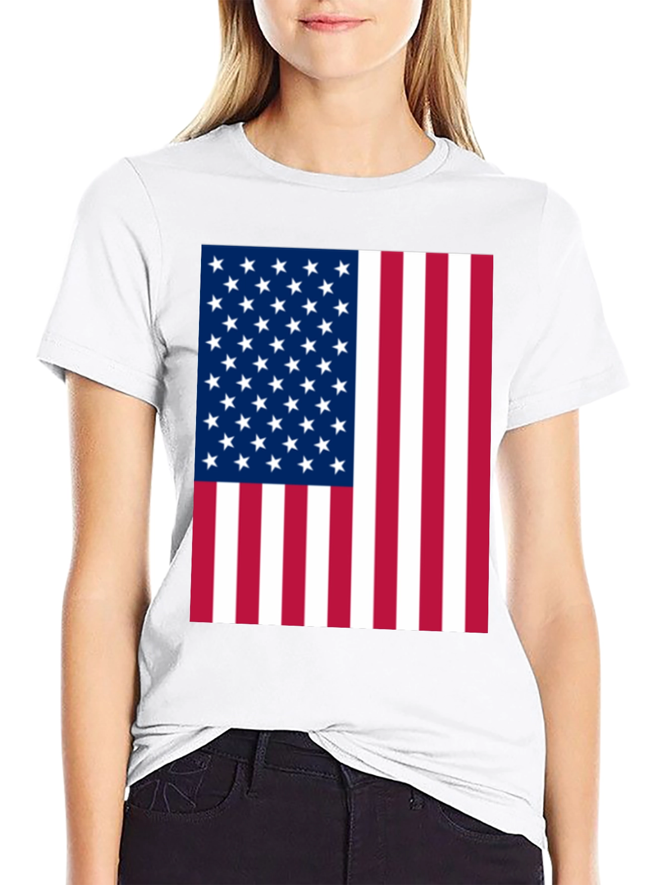 American Flag Graphic Tee - Black Cotton T-Shirt