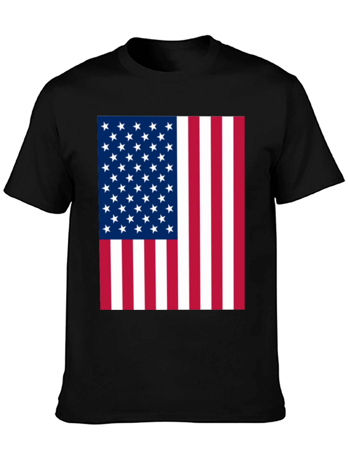 American Flag Graphic Tee - Black Cotton T-Shirt