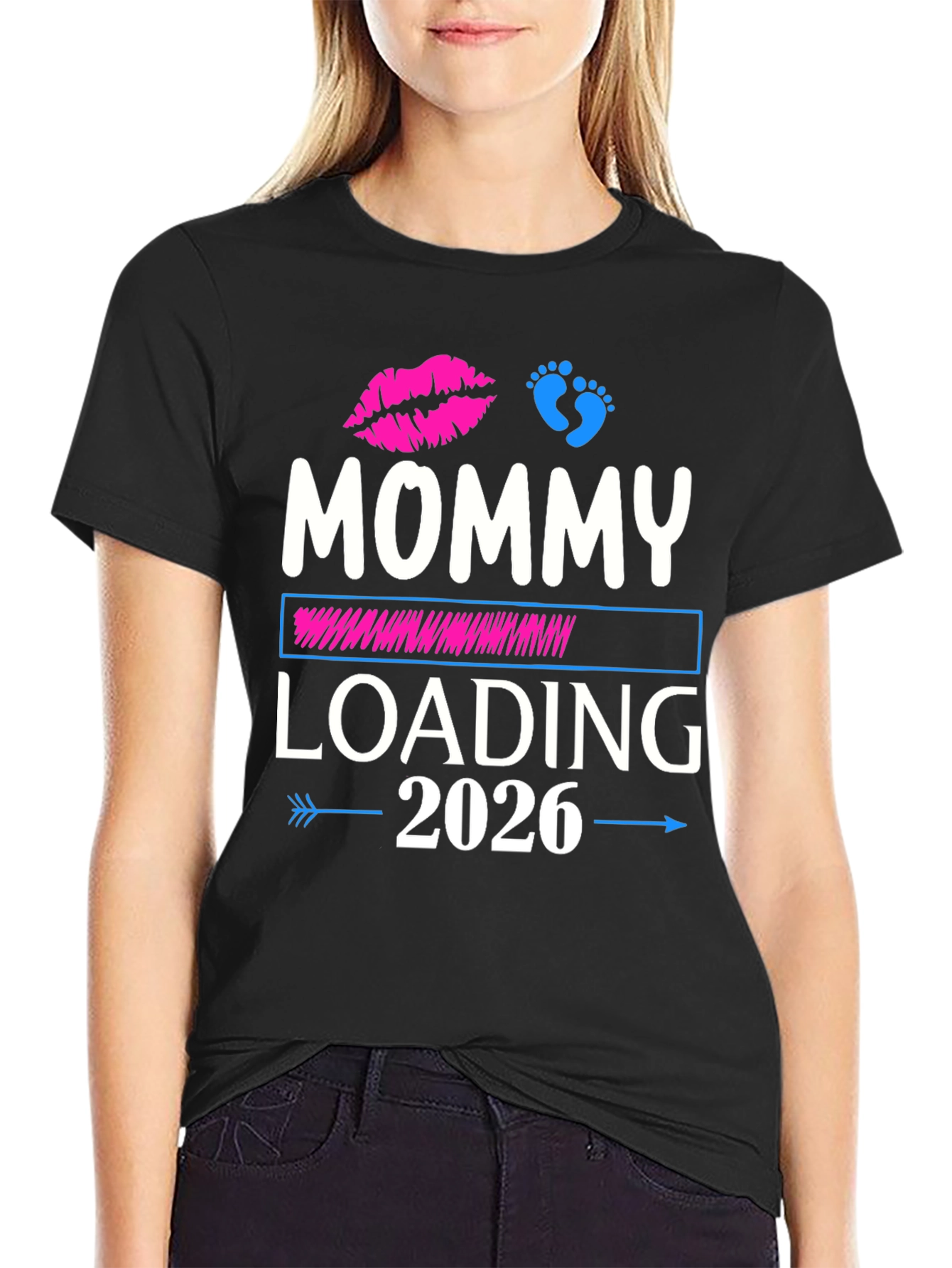 Mommy Loading 2026 T-Shirt - Pregnancy Announcement Tee