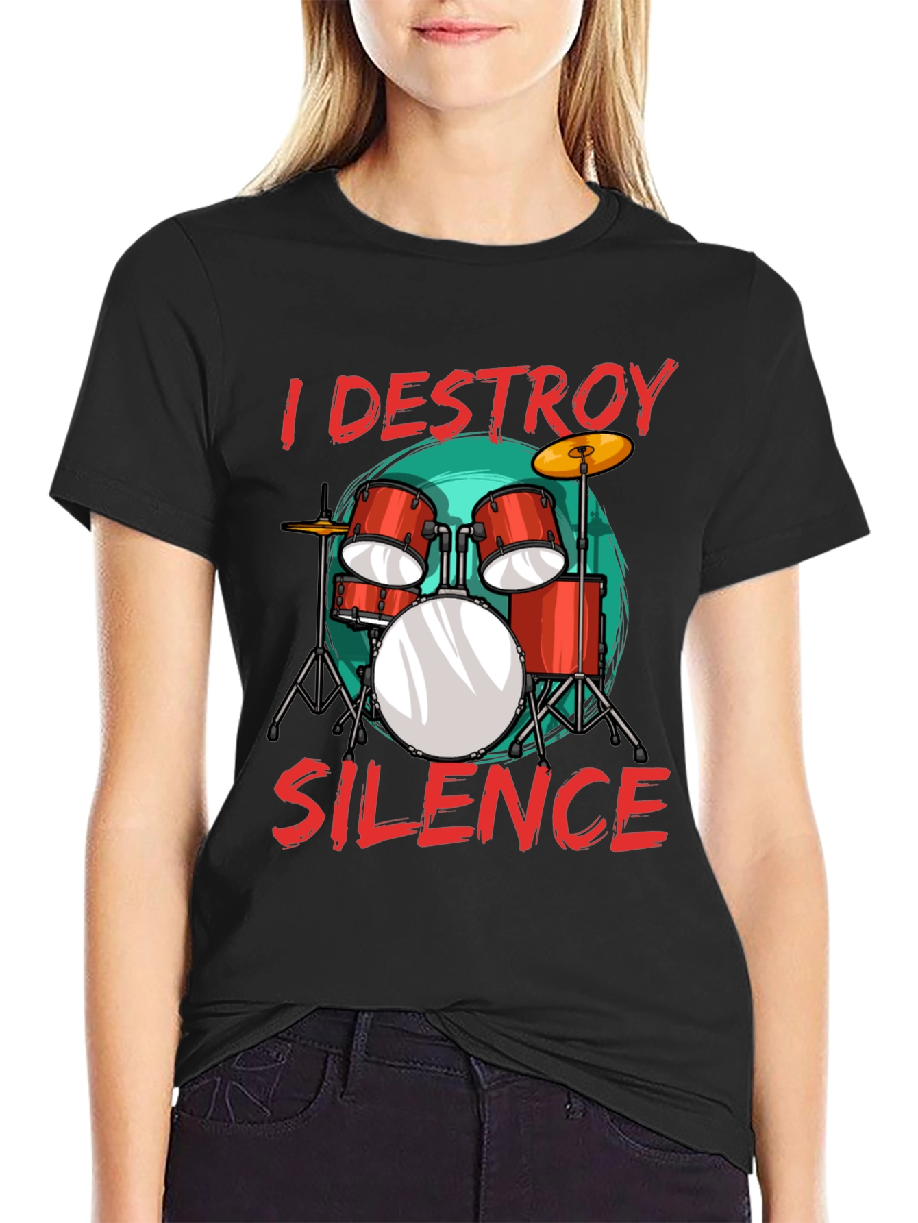 I Destroy Silence Drummer T-Shirt Music Lover Tee