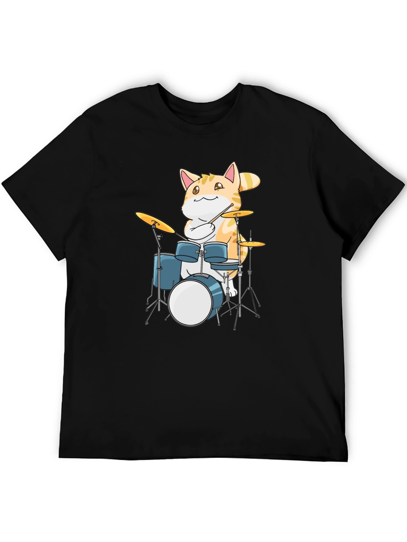 Cool Cat Drummer Graphic T-Shirt