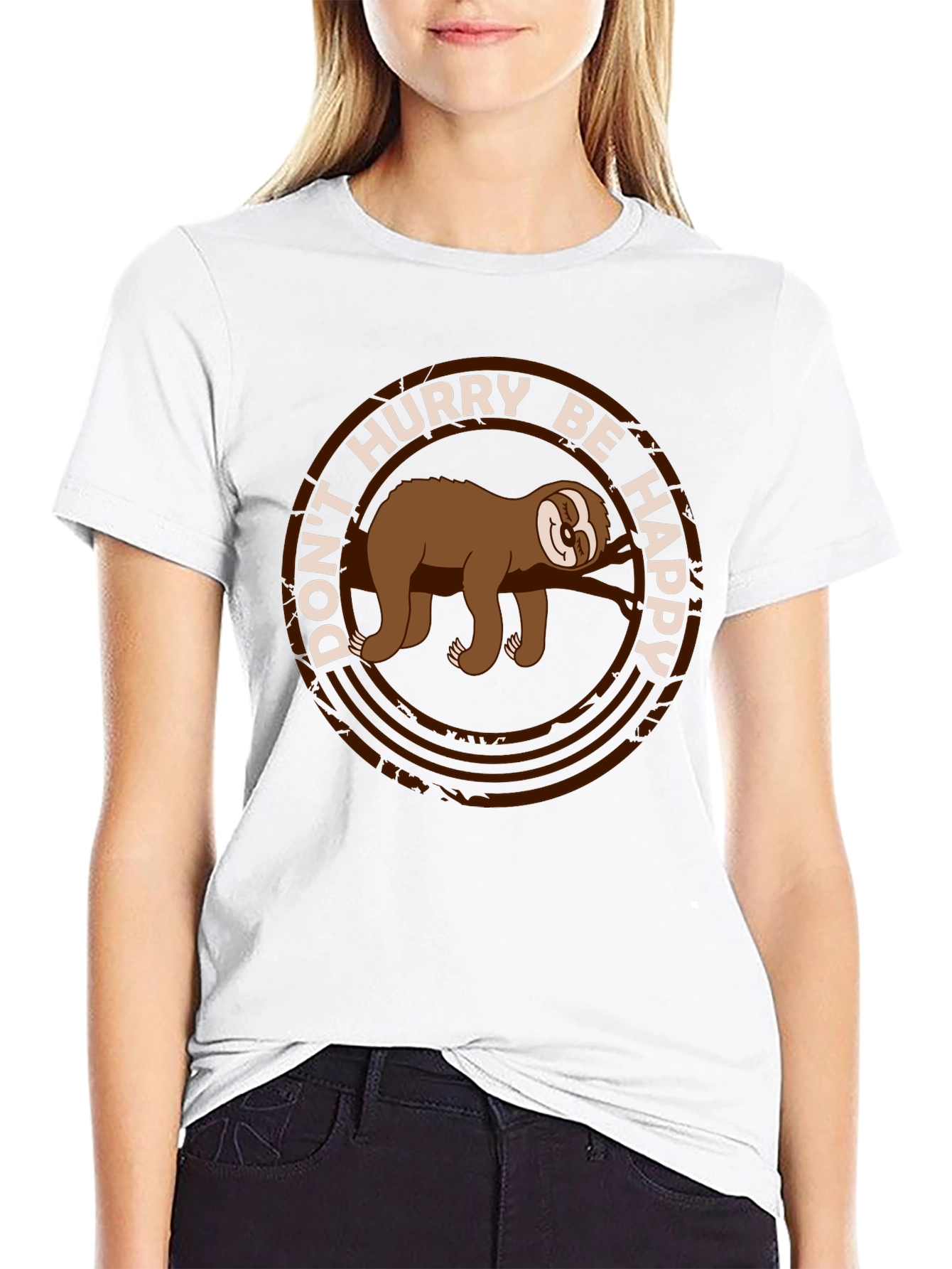 Dont Hurry Be Happy Sloth Tee