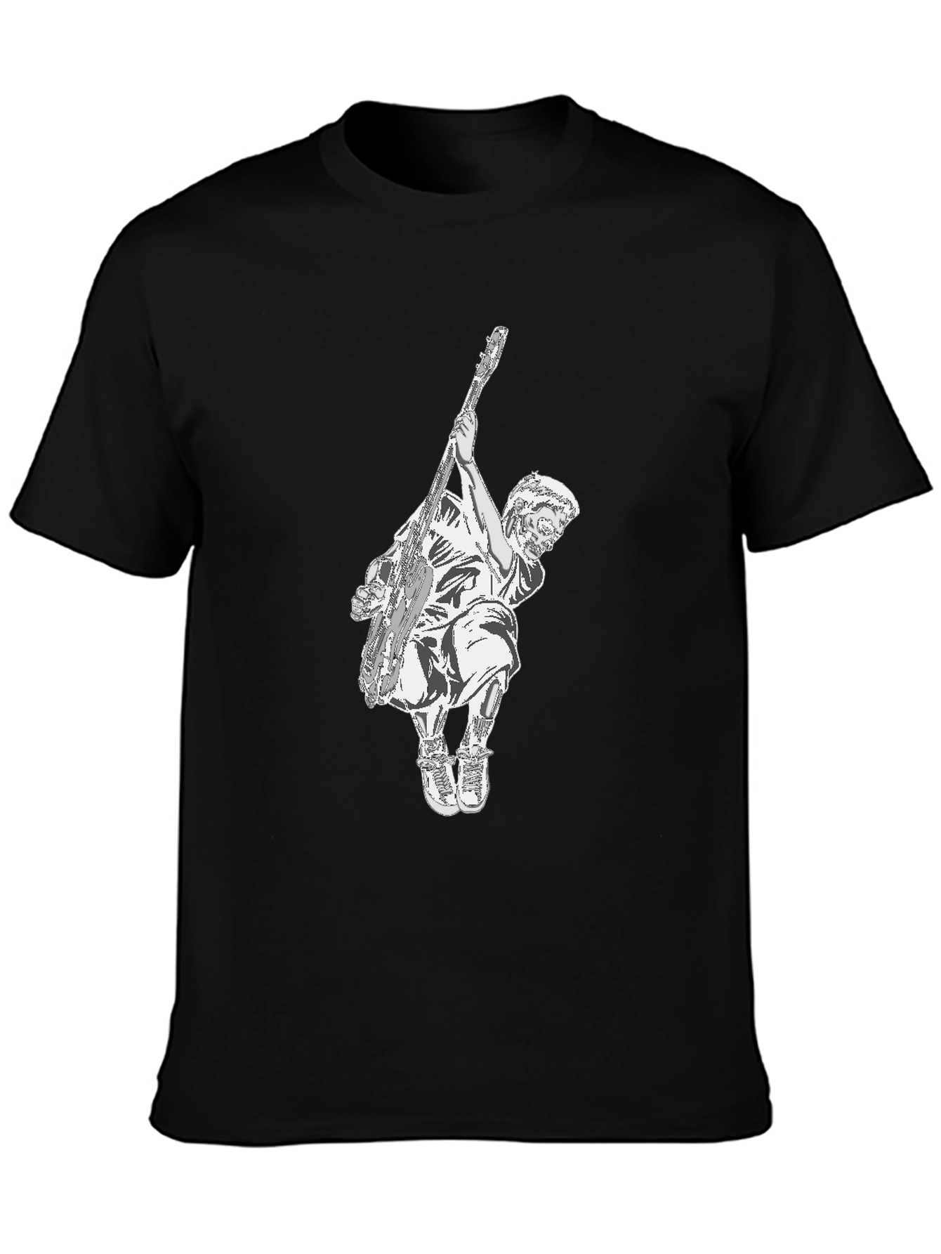 Black Graphic Tee - Musician Illustration