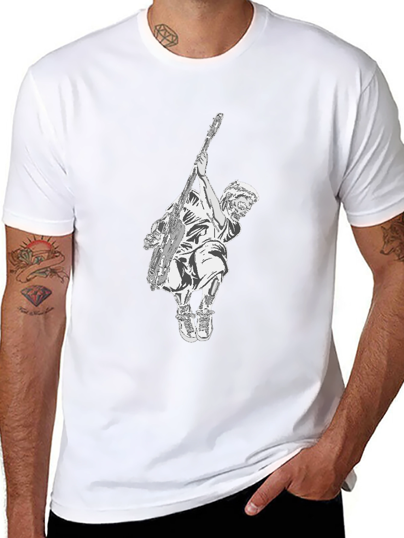 Black Graphic Tee - Musician Illustration
