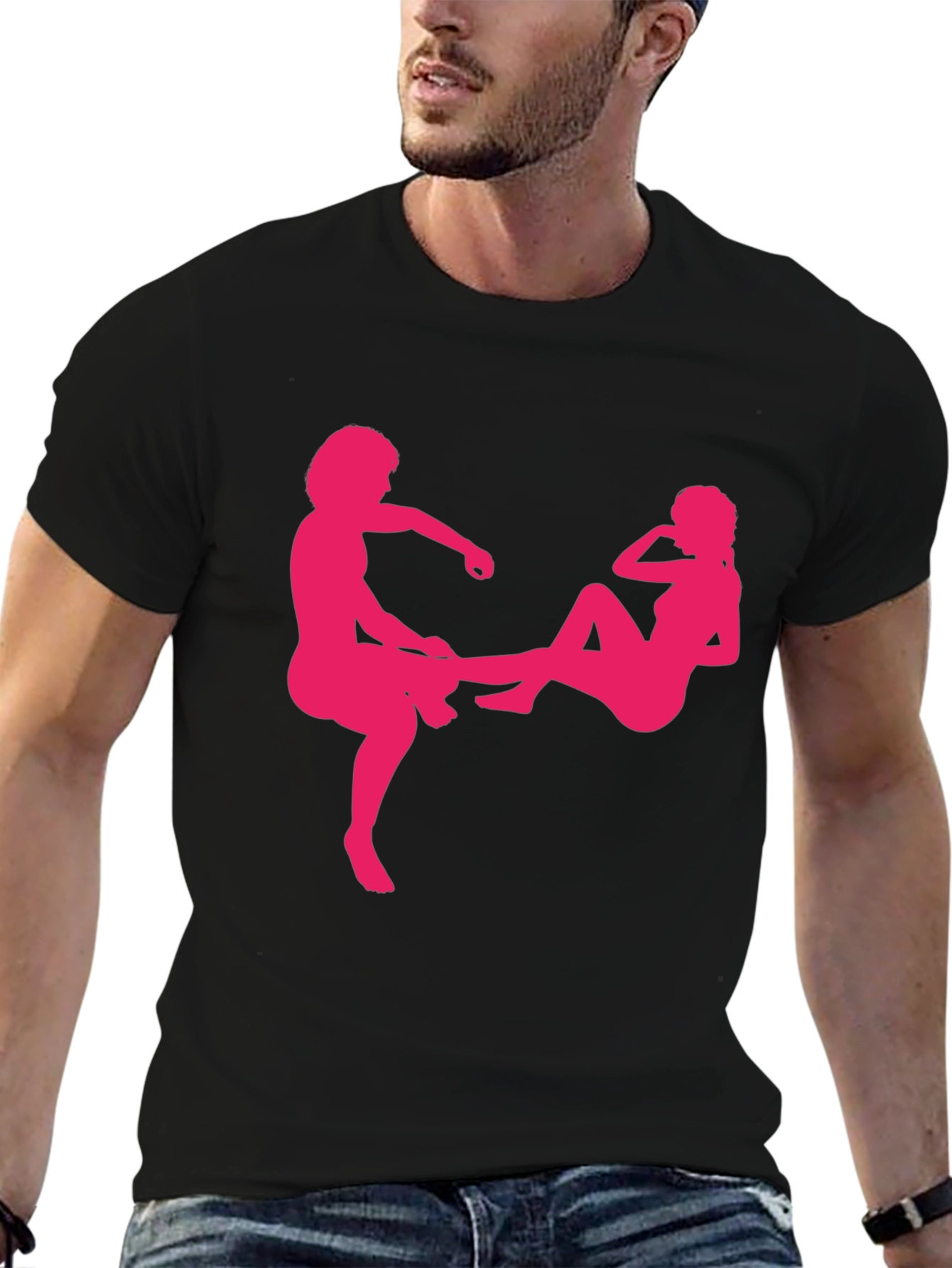 Novelty Graphic Tee - Black Crewneck T-Shirt