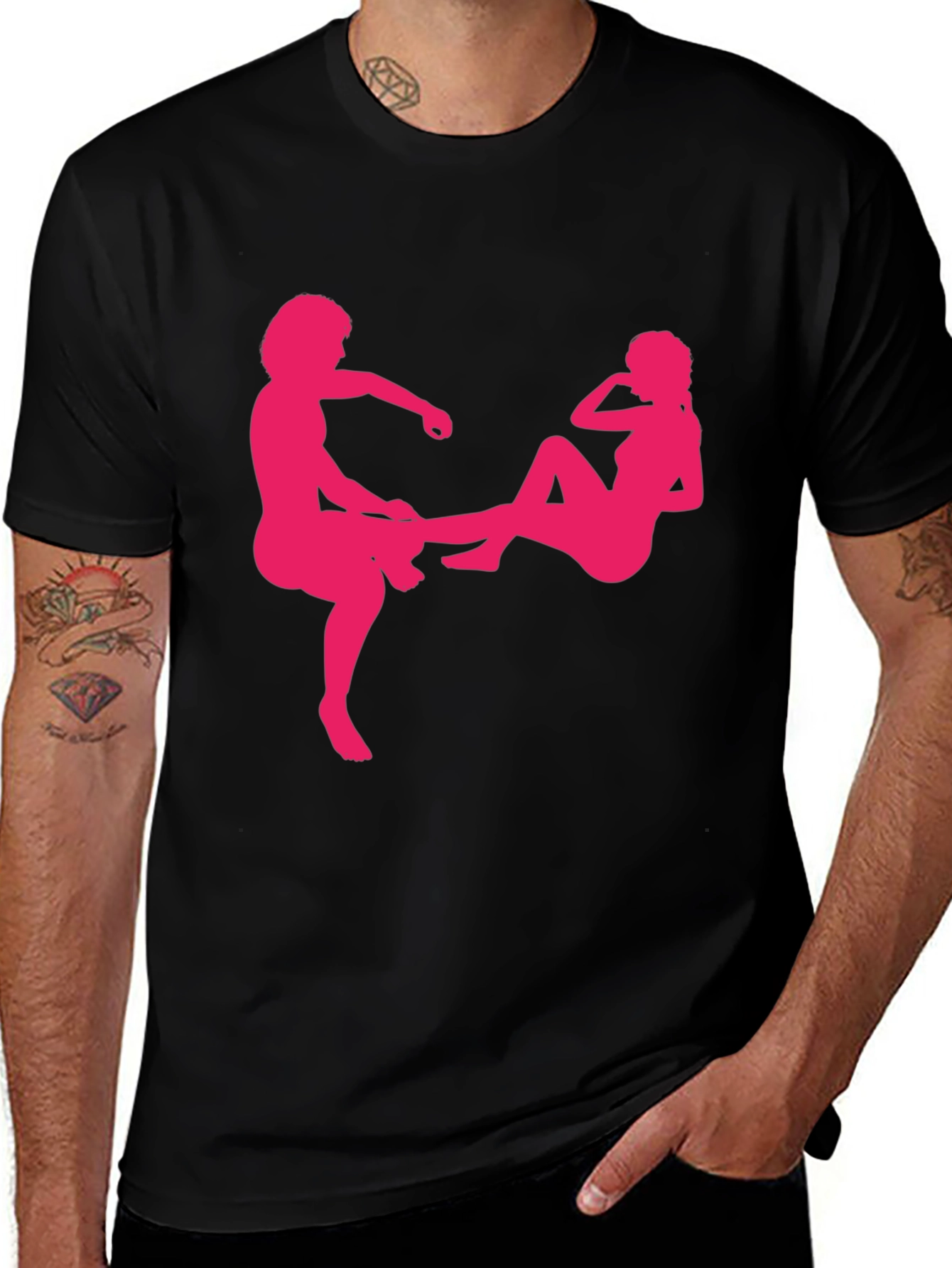 Novelty Graphic Tee - Black Crewneck T-Shirt