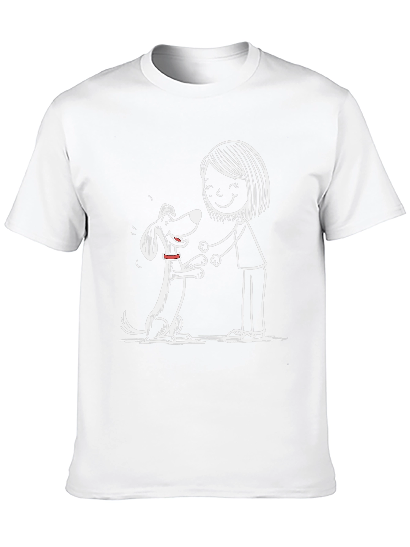 Cute Dog & Owner Graphic Black T-Shirt
