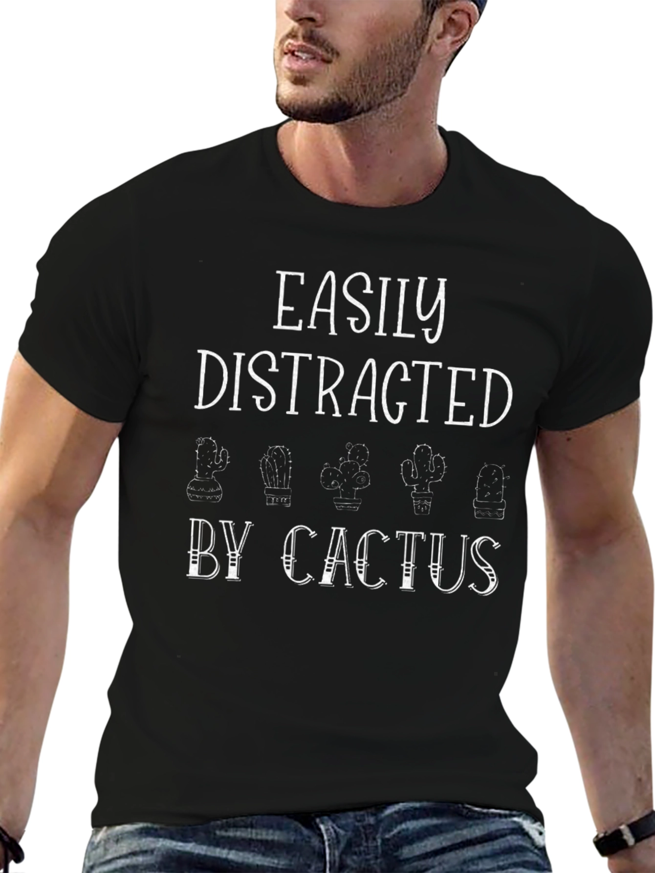Easily Distracted By Cactus Graphic T-Shirt