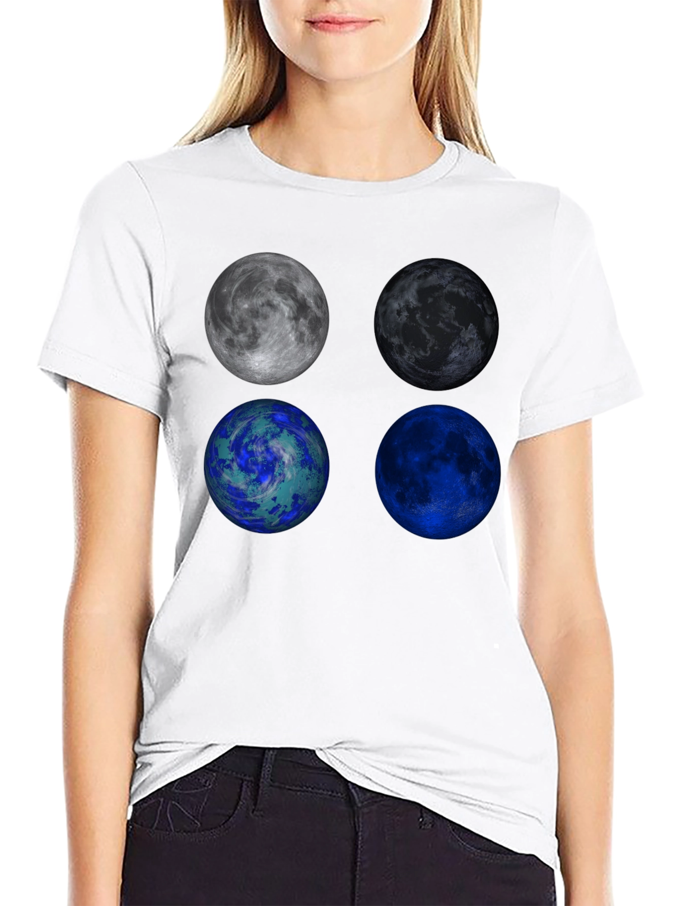 Planetary Spheres Graphic Print Black T-Shirt