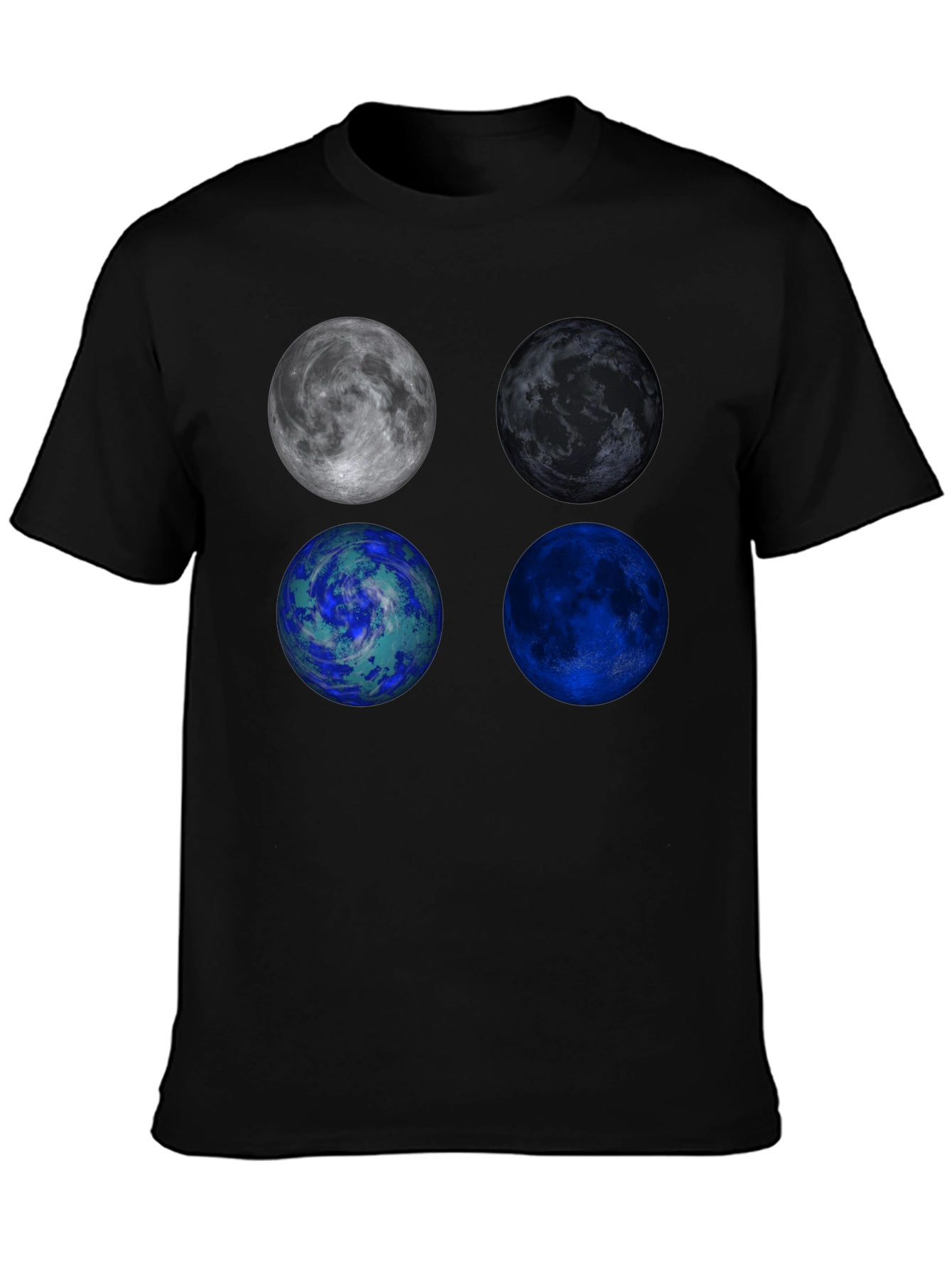 Planetary Spheres Graphic Print Black T-Shirt
