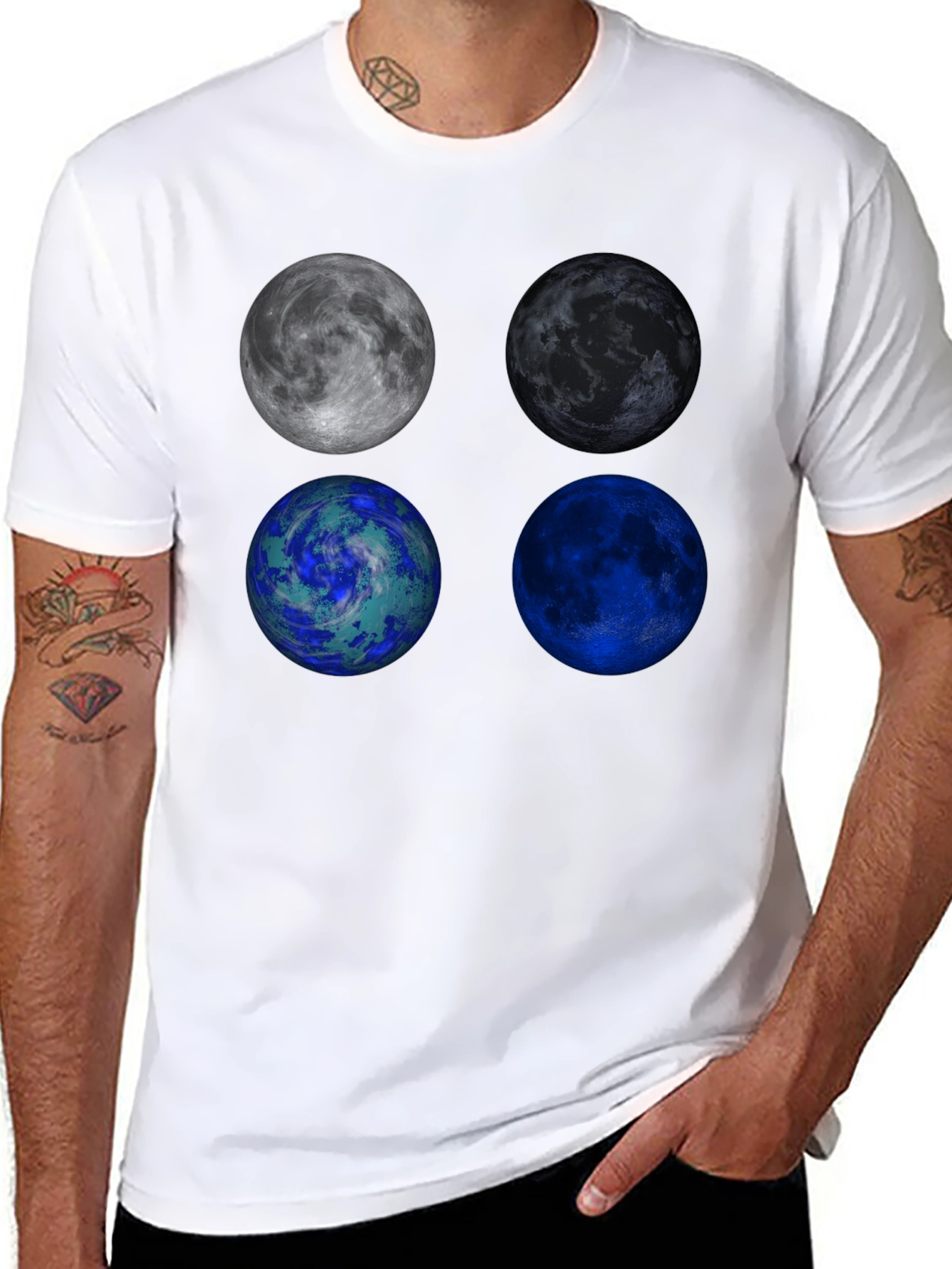 Planetary Spheres Graphic Print Black T-Shirt