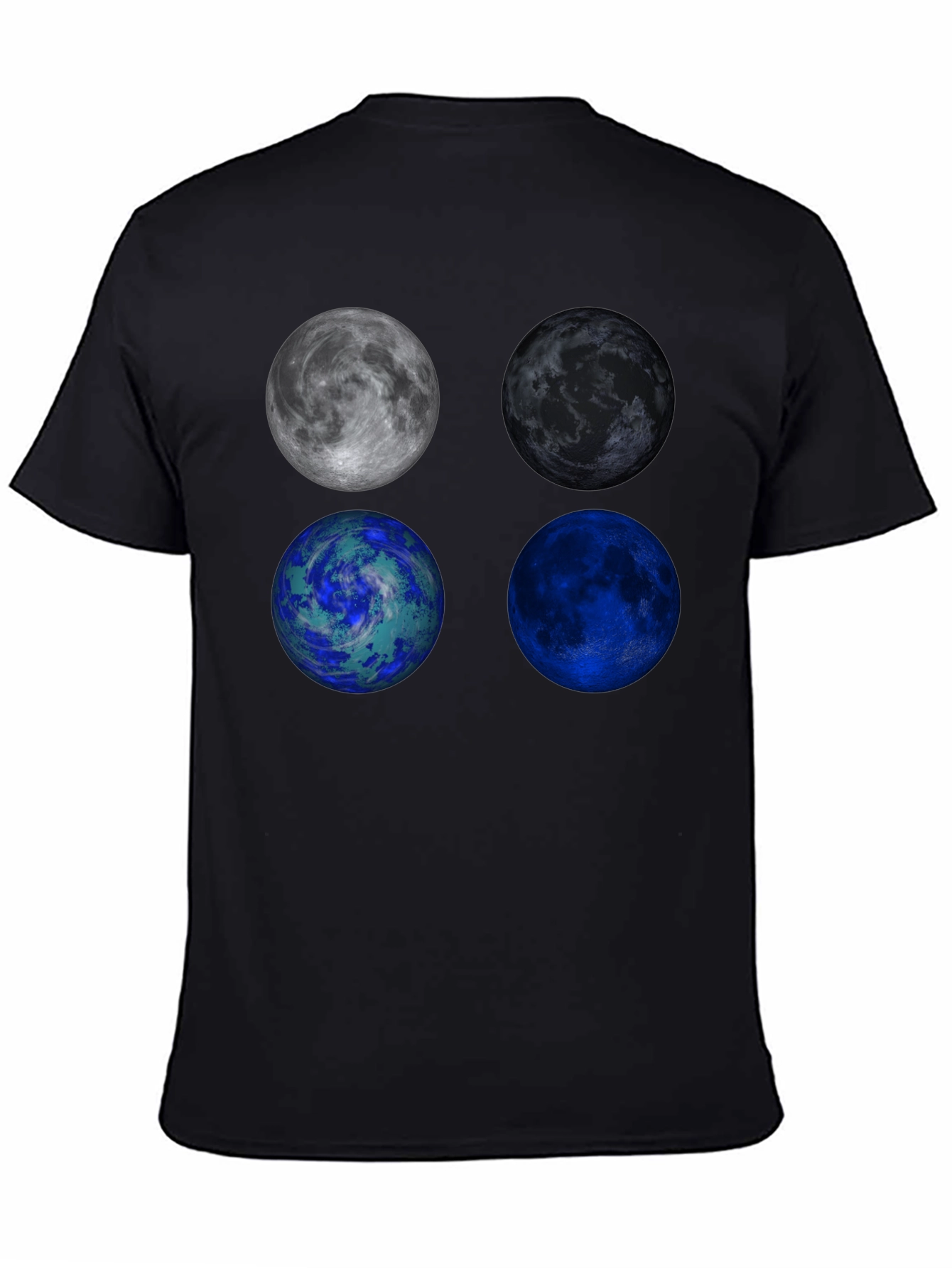 Planetary Spheres Graphic Print Black T-Shirt
