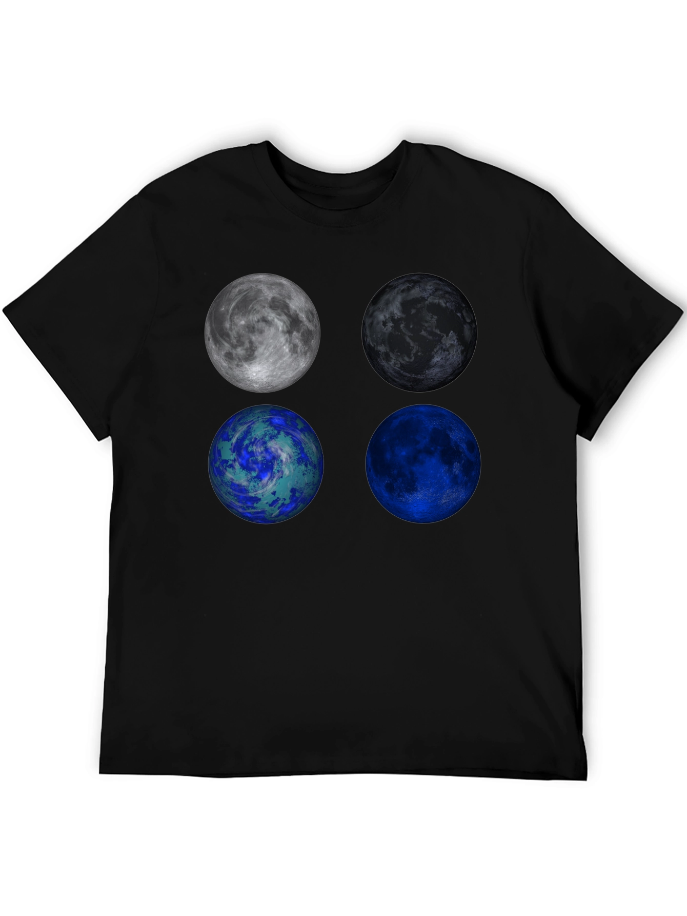 Planetary Spheres Graphic Print Black T-Shirt