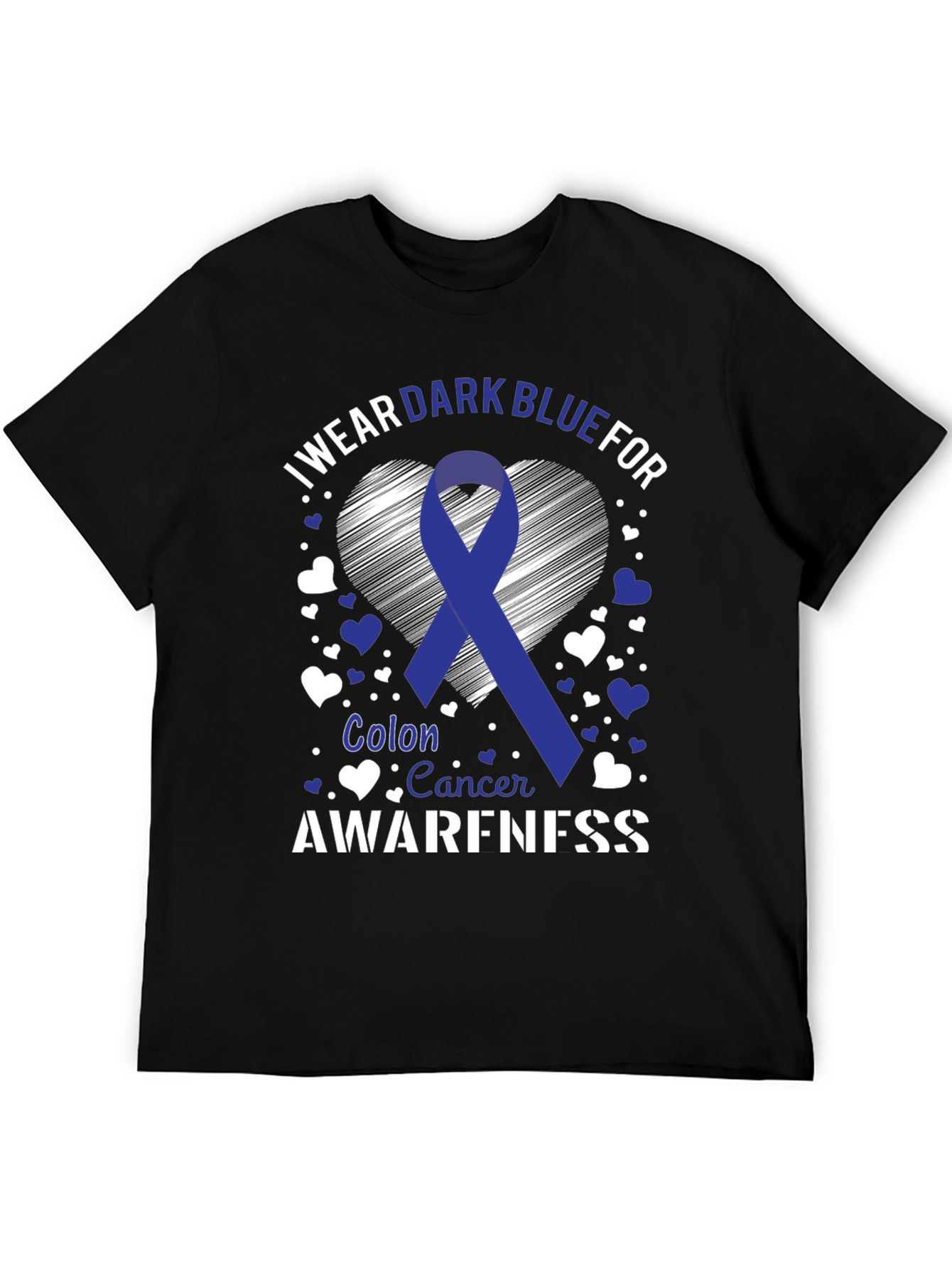 Colon Cancer Awareness Dark Blue Ribbon T-Shirt