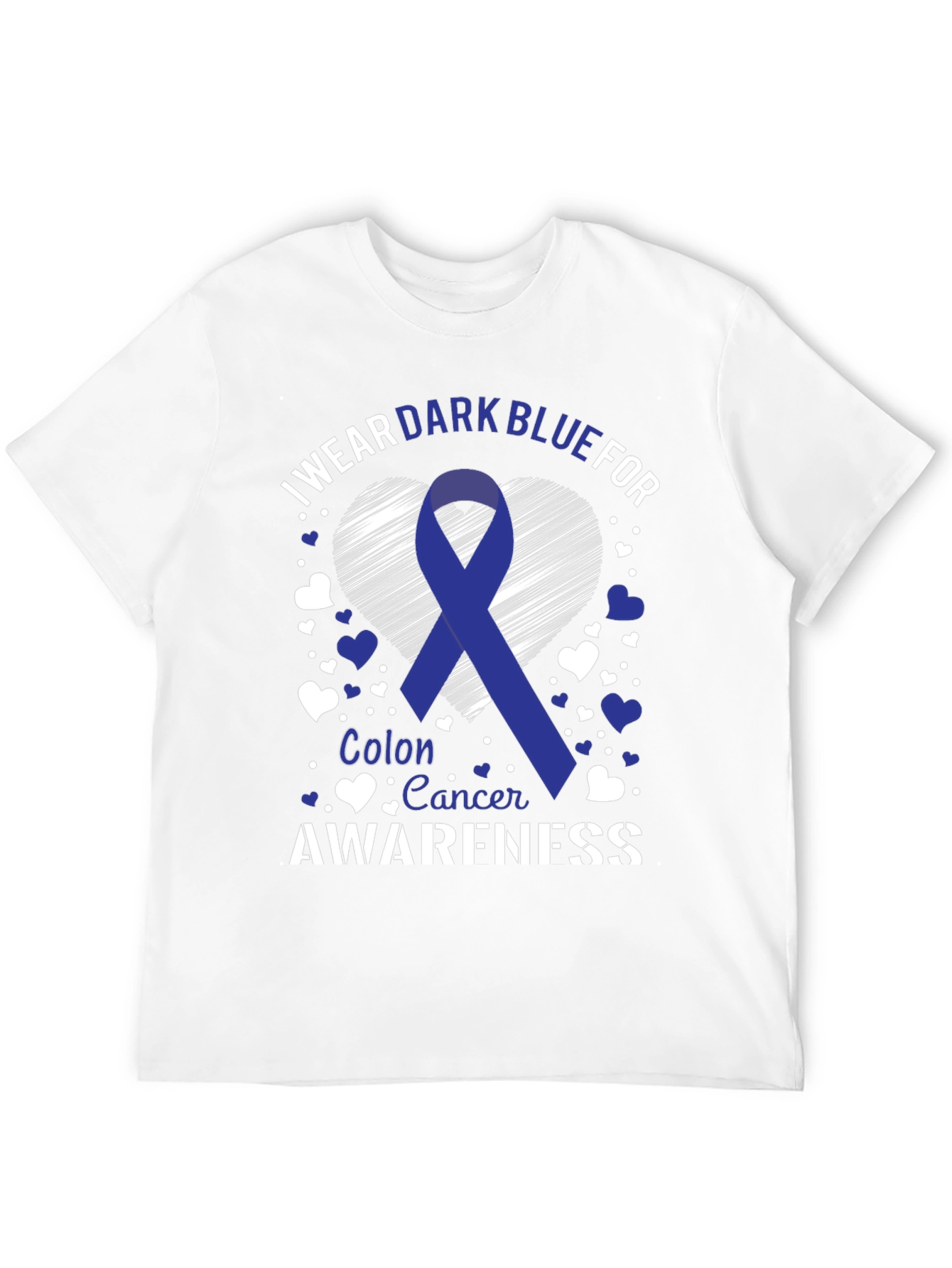 Colon Cancer Awareness Dark Blue Ribbon T-Shirt