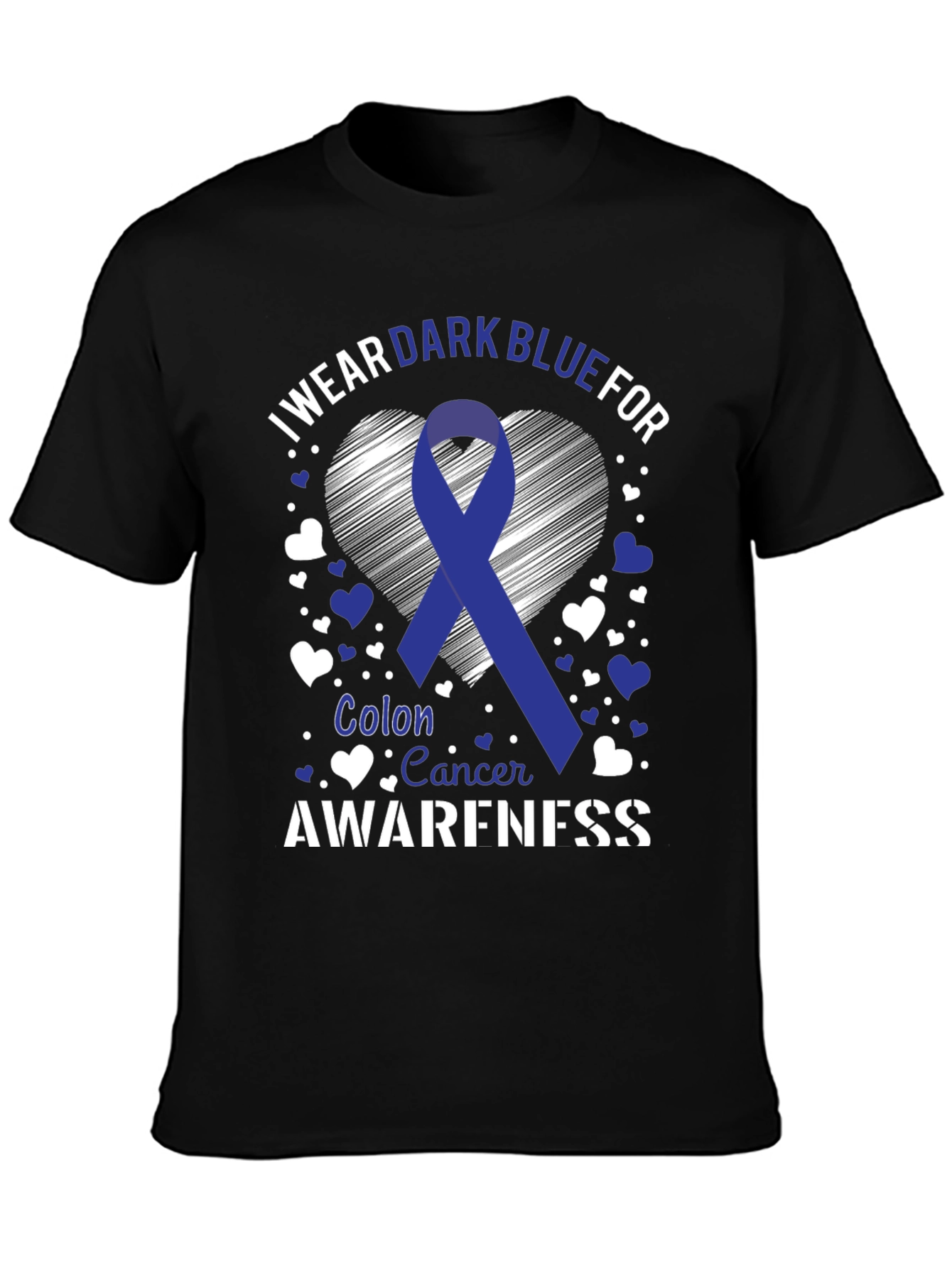 Colon Cancer Awareness Dark Blue Ribbon T-Shirt