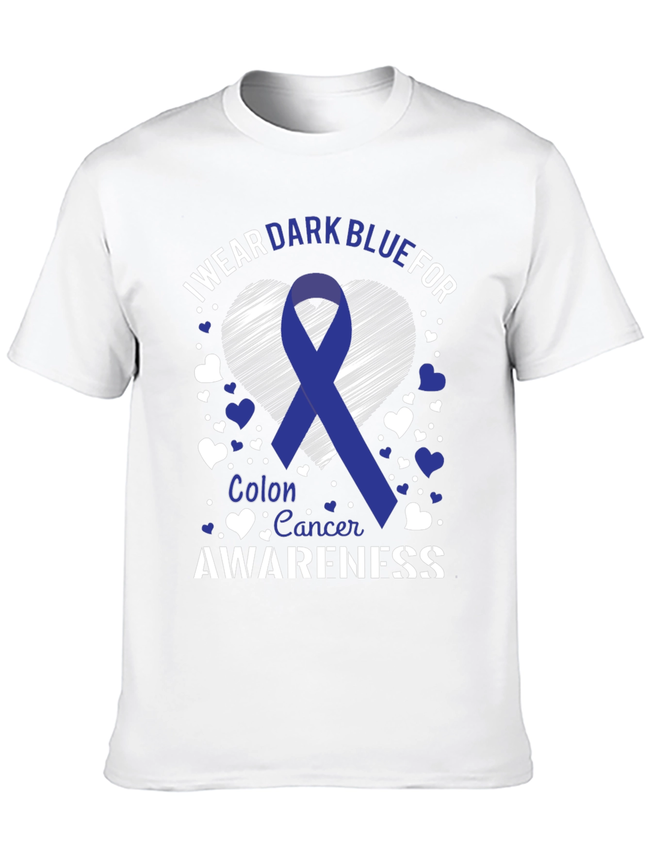 Colon Cancer Awareness Dark Blue Ribbon T-Shirt