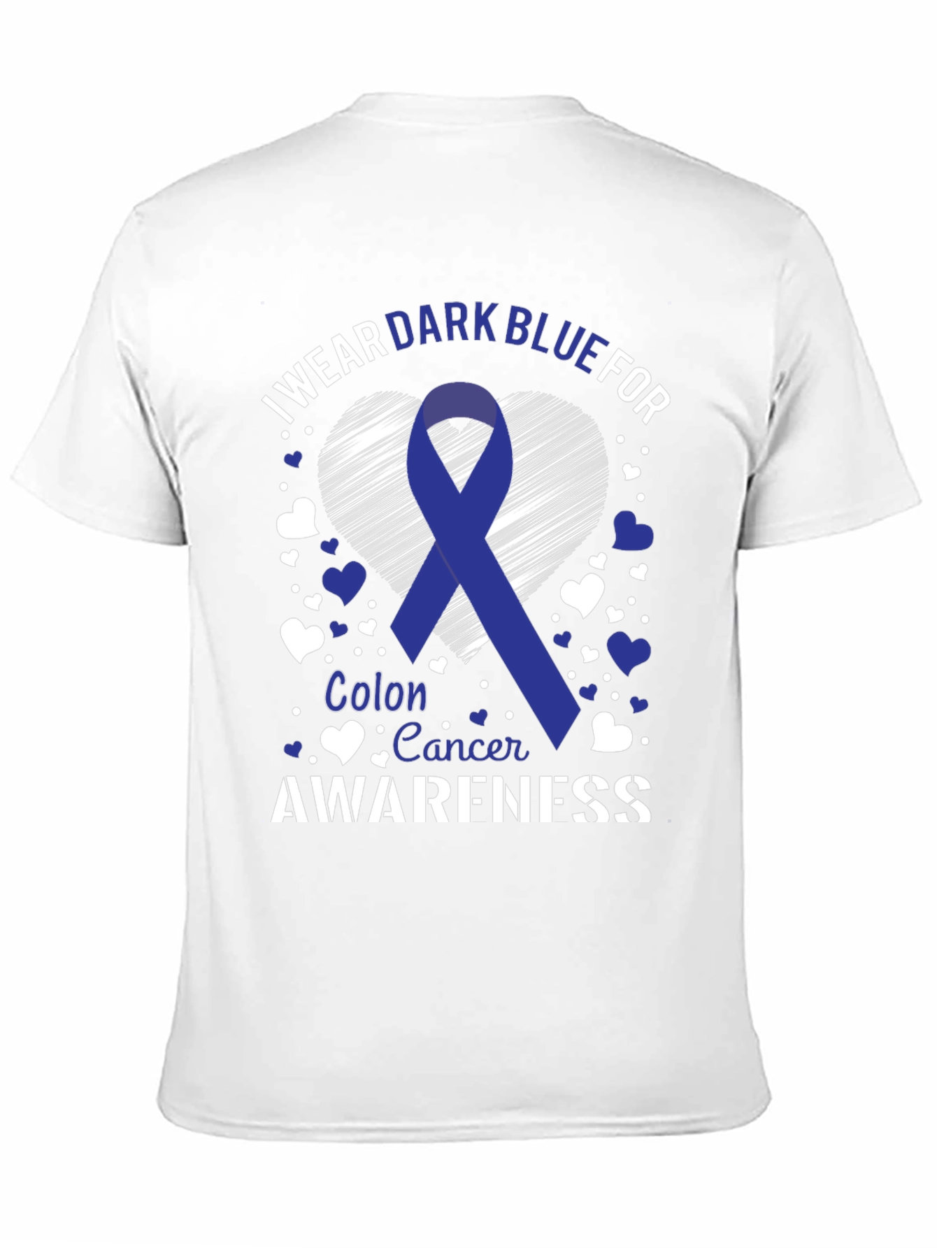 Colon Cancer Awareness Dark Blue Ribbon T-Shirt