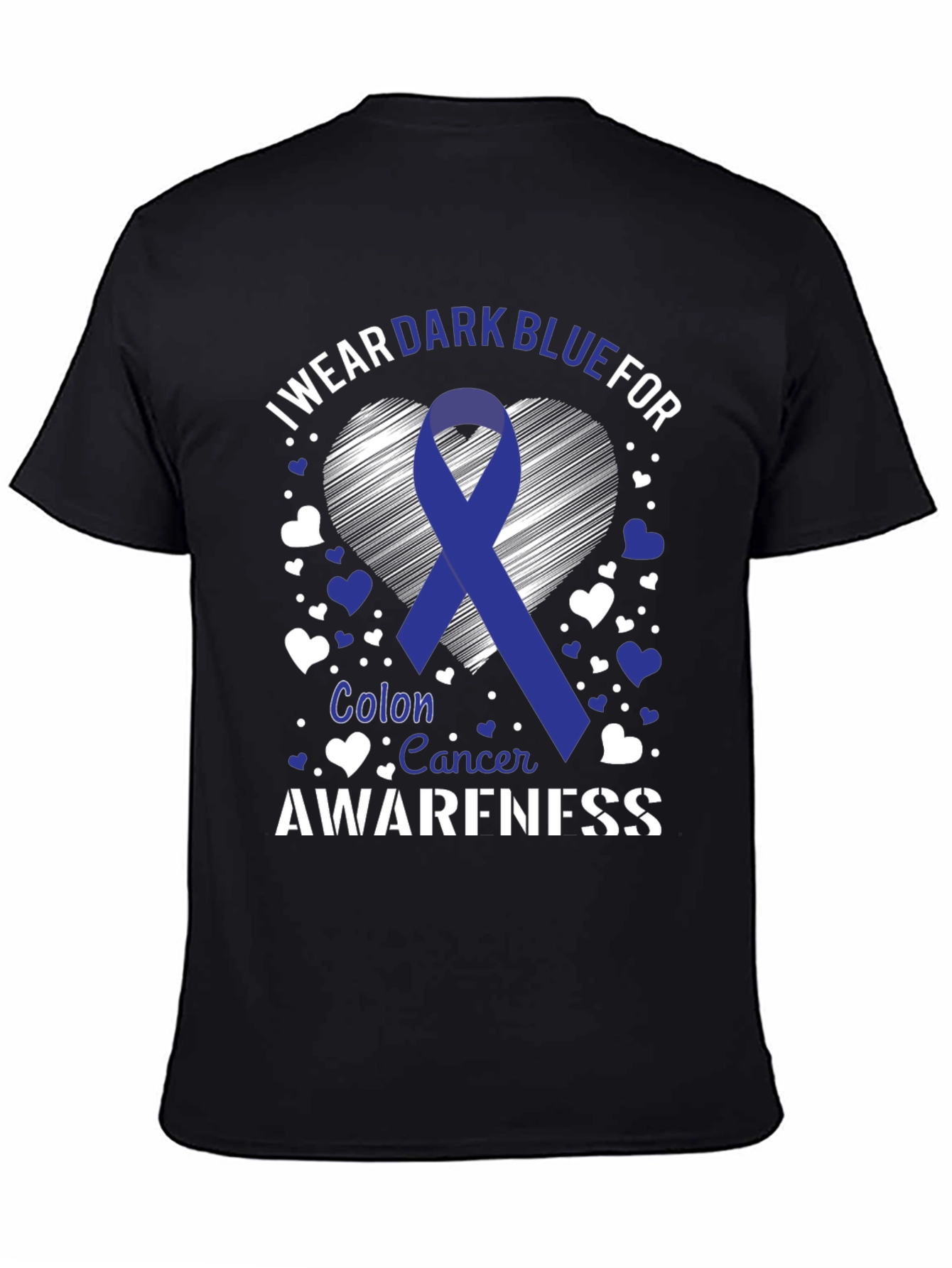 Colon Cancer Awareness Dark Blue Ribbon T-Shirt