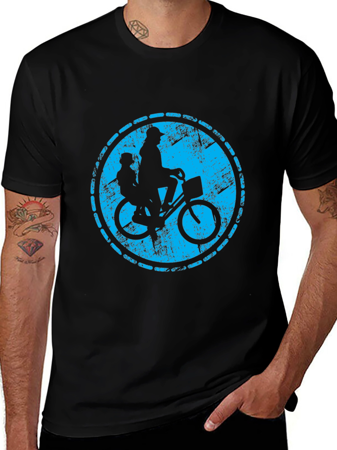 Retro Bicycle Ride Graphic T-Shirt - Black